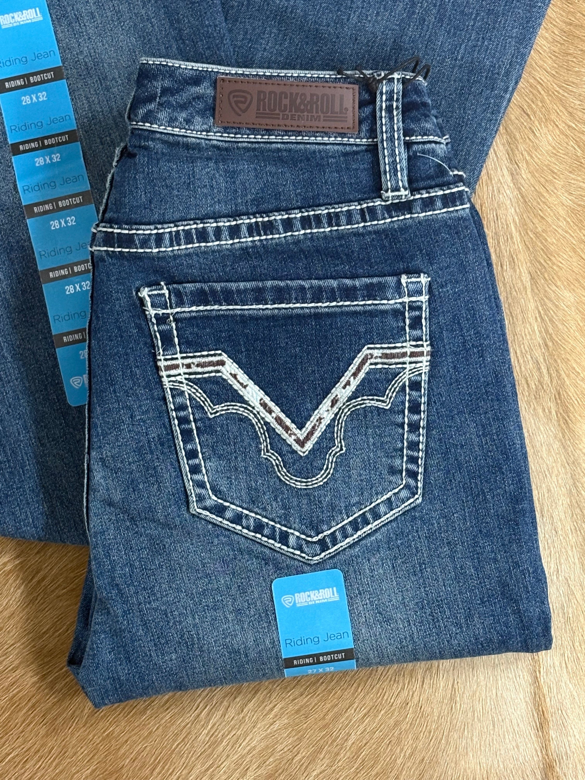 ROCK AND ROLL Medium Vintage Cowhide Scallop Emb. Riding - 4778 ROCK&ROLL JEANS WOMEN