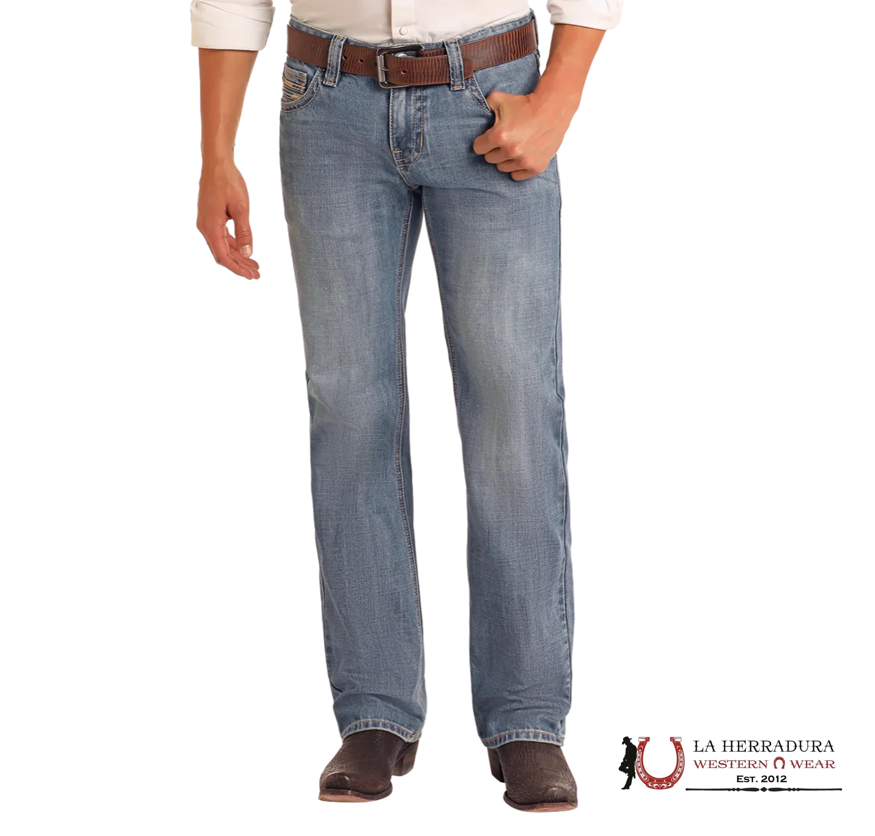 ROCK AND ROLL Medium Vintage Leather Emb. Pistol Straight - BM1PD05568 ROPA HOMBRES