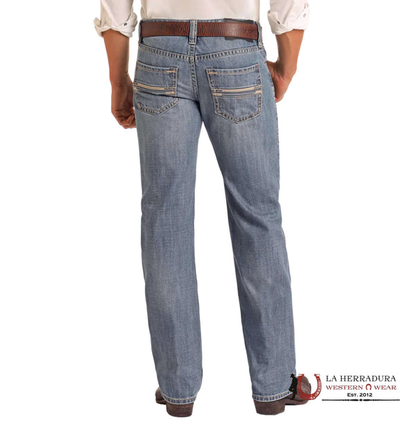 ROCK AND ROLL PIEL VINTAGE MEDIANA PISTOLA BORDADA BOTA RECTA AJUSTE REGULAR - BM1PD05568