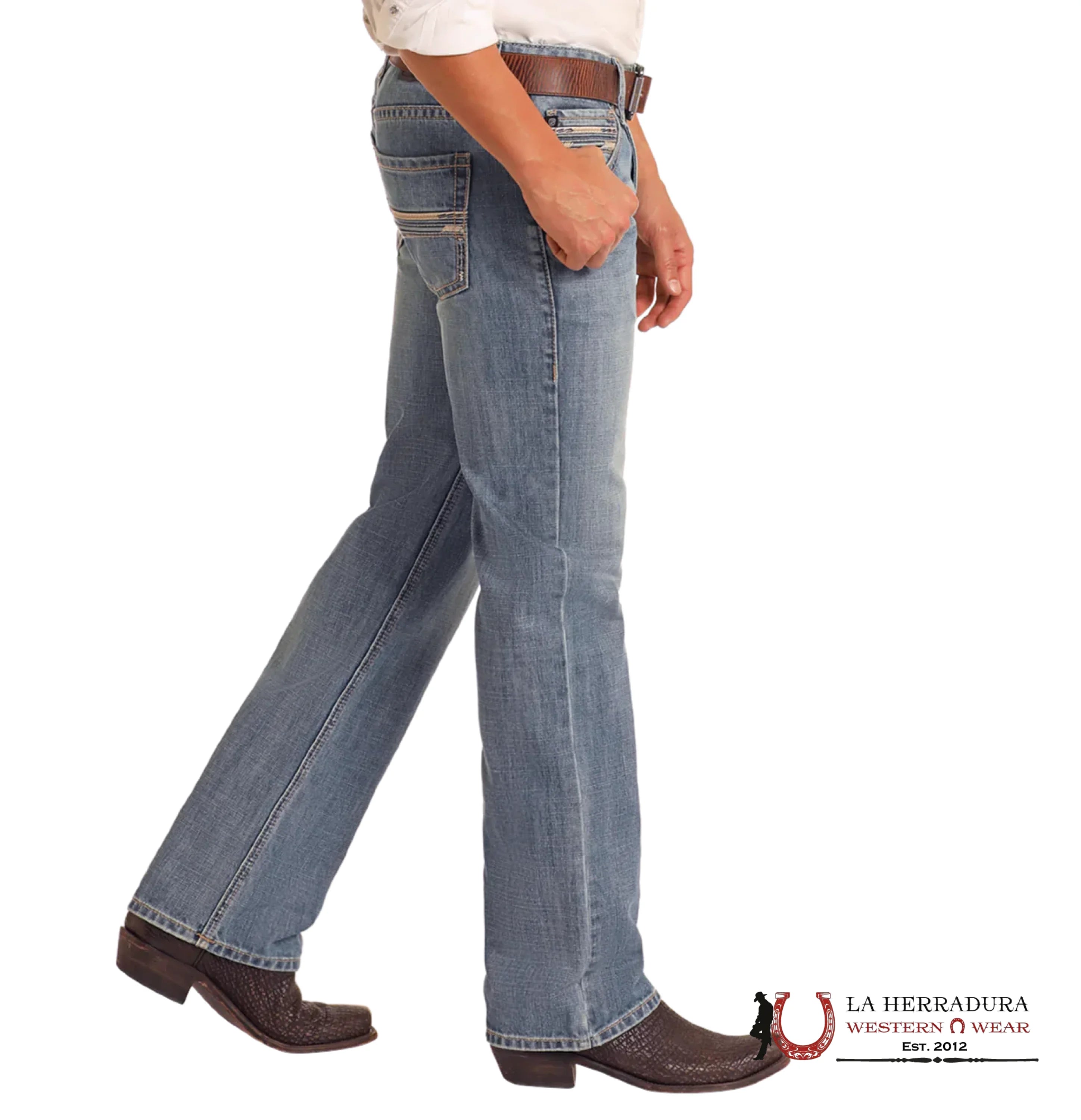 ROCK AND ROLL Medium Vintage Leather Emb. Pistol Straight - BM1PD05568 ROPA HOMBRES