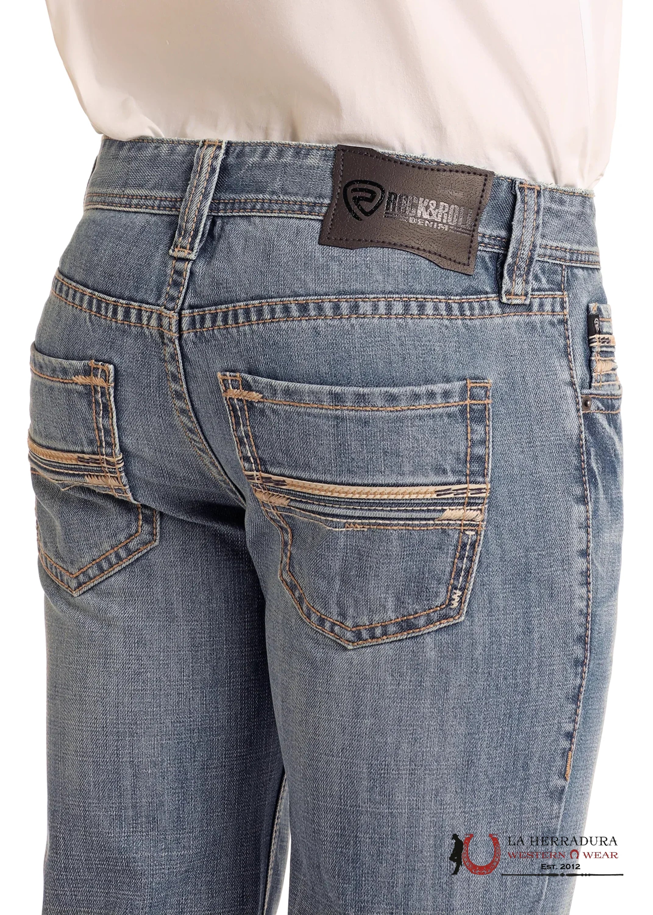 ROCK AND ROLL Medium Vintage Leather Emb. Pistol Straight - BM1PD05568 ROPA HOMBRES