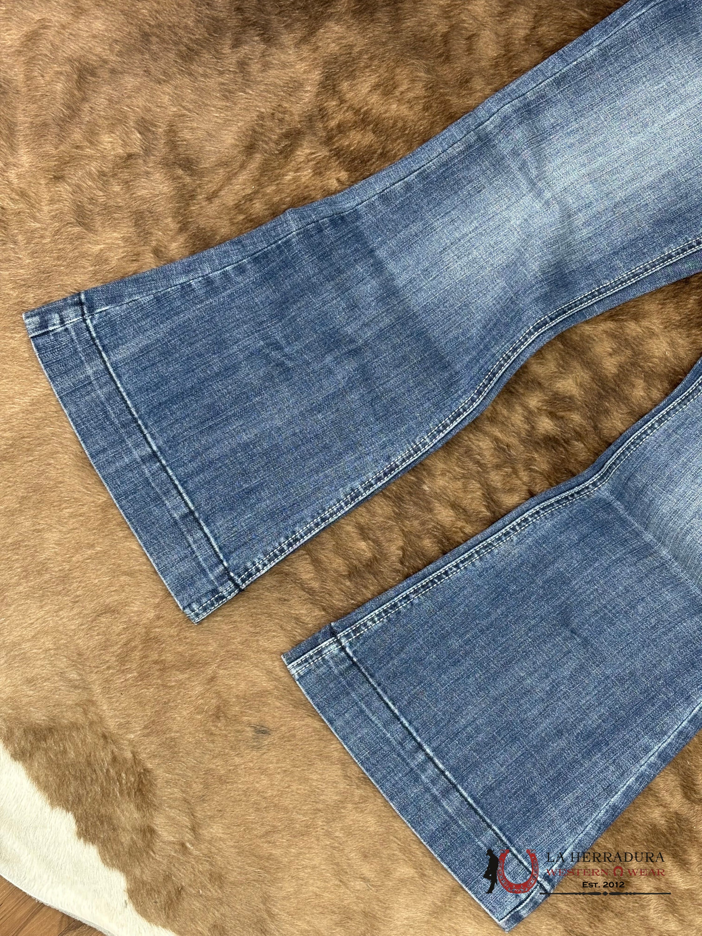 ROCK AND ROLL Medium Vintage Pleather Emb. Mid Rise Trouser - 6398 ROCK&ROLL JEANS WOMEN