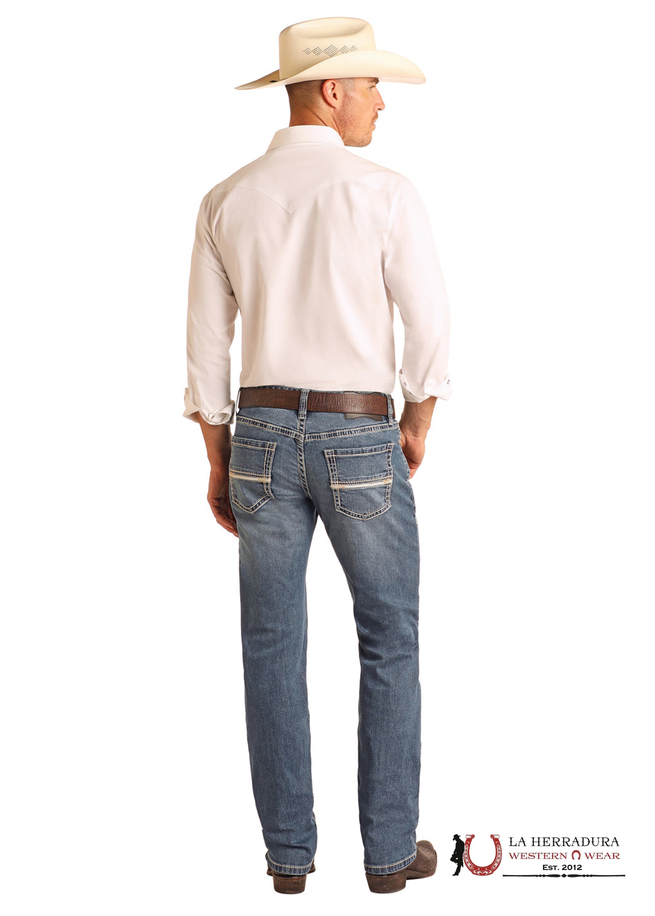 ROCK AND ROLL Medium Vintage Slim Fit Straight Boot Emb. Revolver BM1RD06136 ROPA HOMBRES