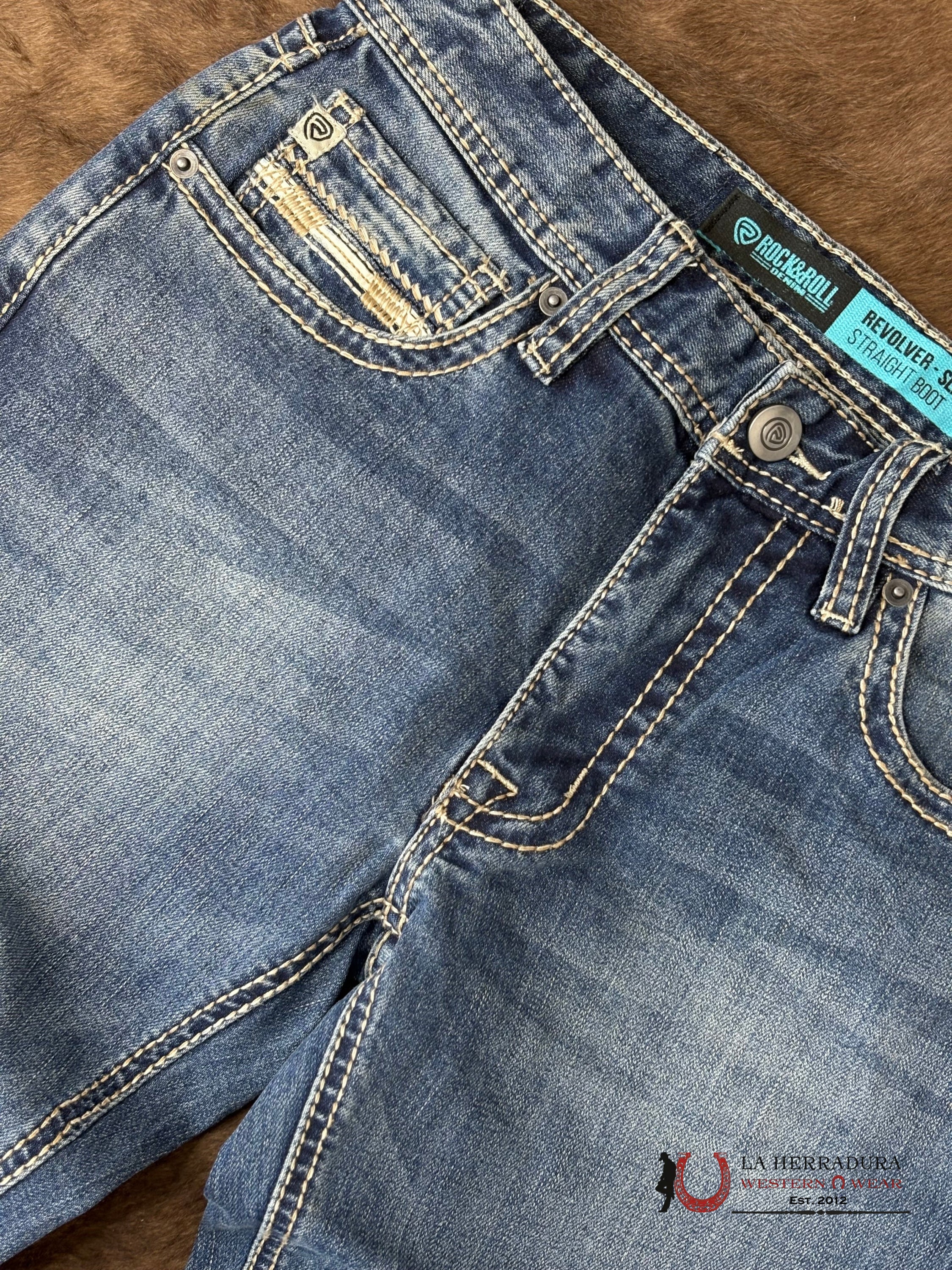 ROCK AND ROLL Medium Vintage Slim Fit Straight Boot Emb. Revolver ROPA HOMBRES