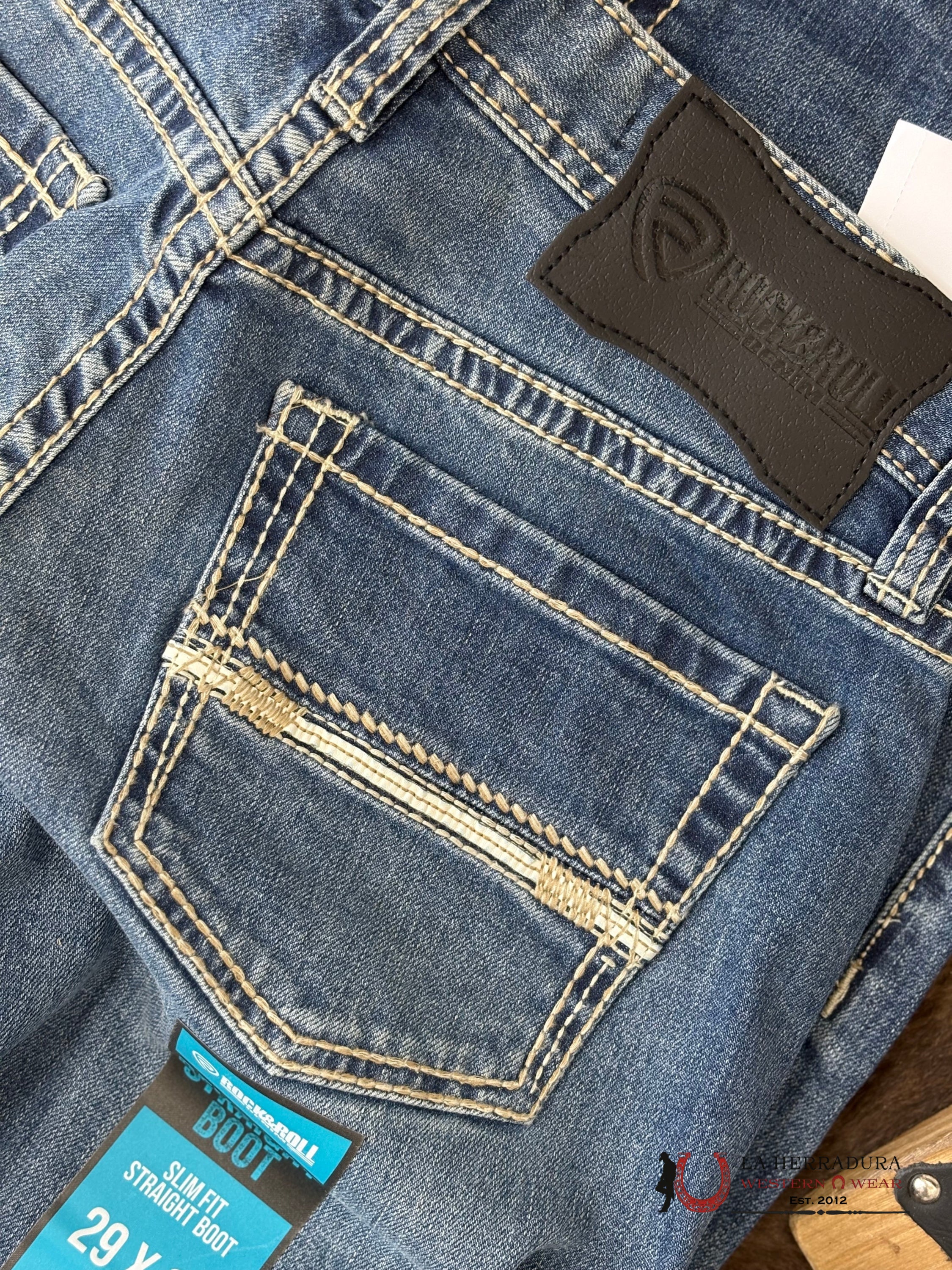 ROCK AND ROLL Medium Vintage Slim Fit Straight Boot Emb. Revolver ROPA HOMBRES