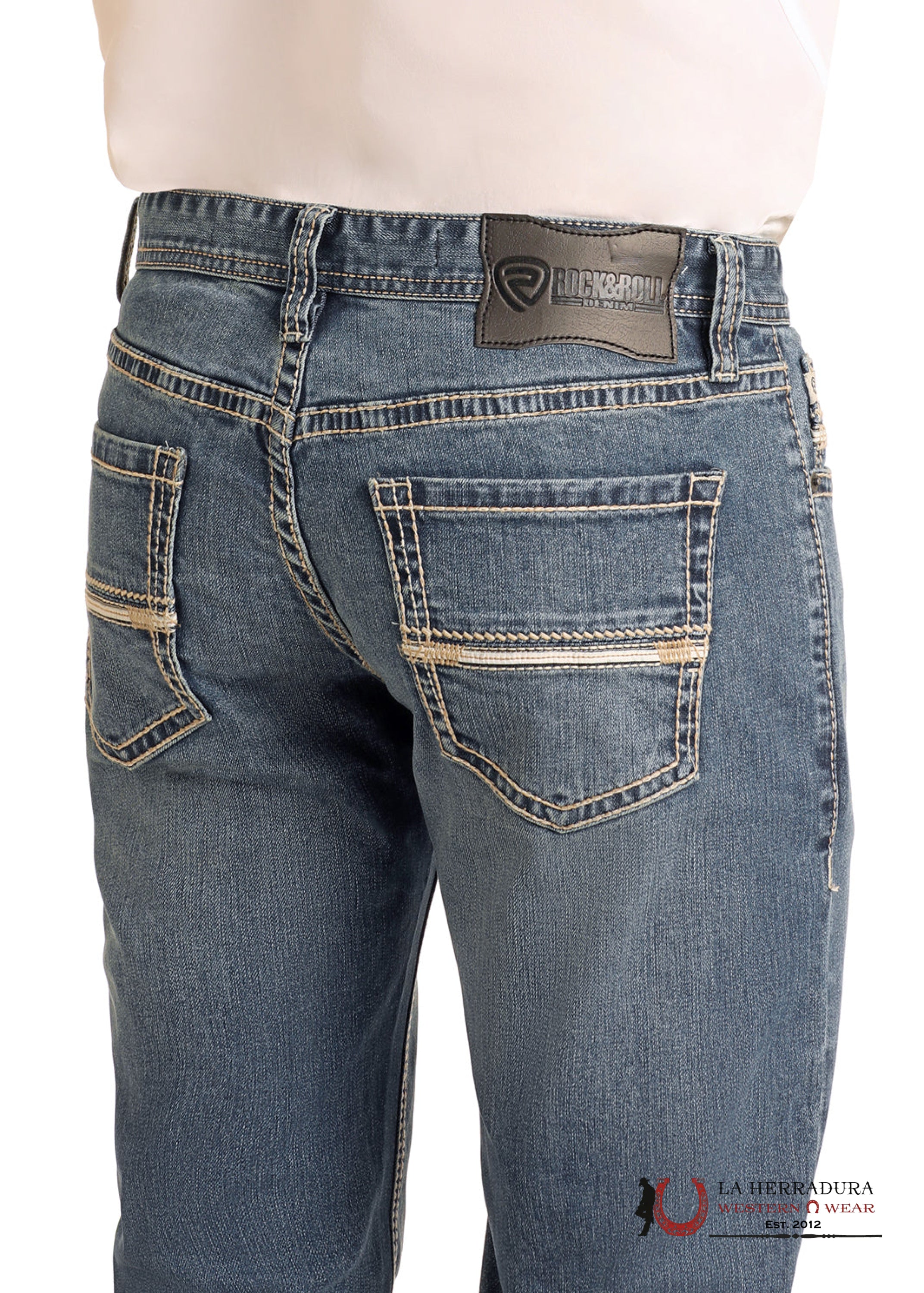 ROCK AND ROLL Medium Vintage Slim Fit Straight Boot Emb. Revolver BM1RD06136 ROPA HOMBRES