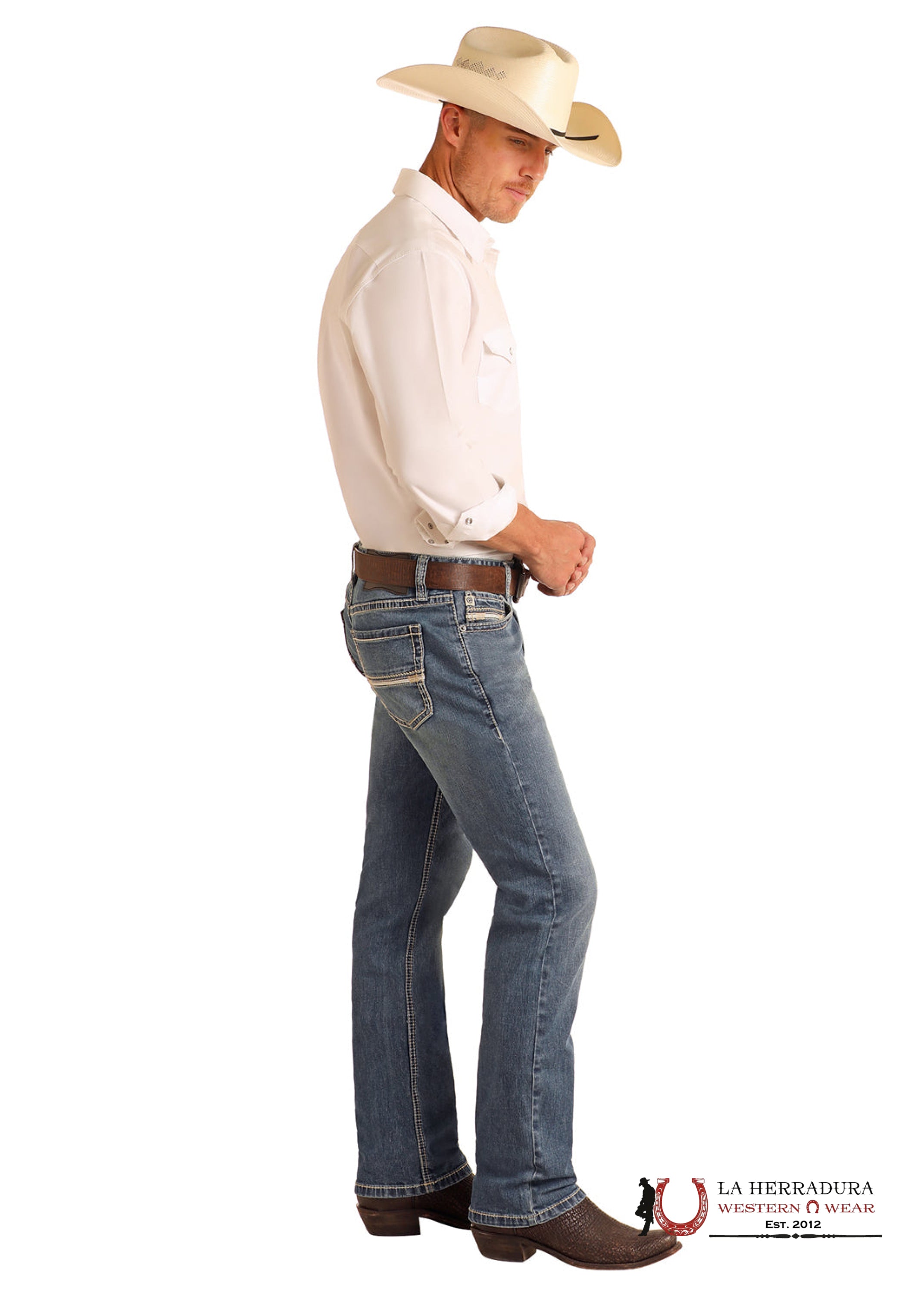 ROCK AND ROLL Medium Vintage Slim Fit Straight Boot Emb. Revolver BM1RD06136 ROPA HOMBRES