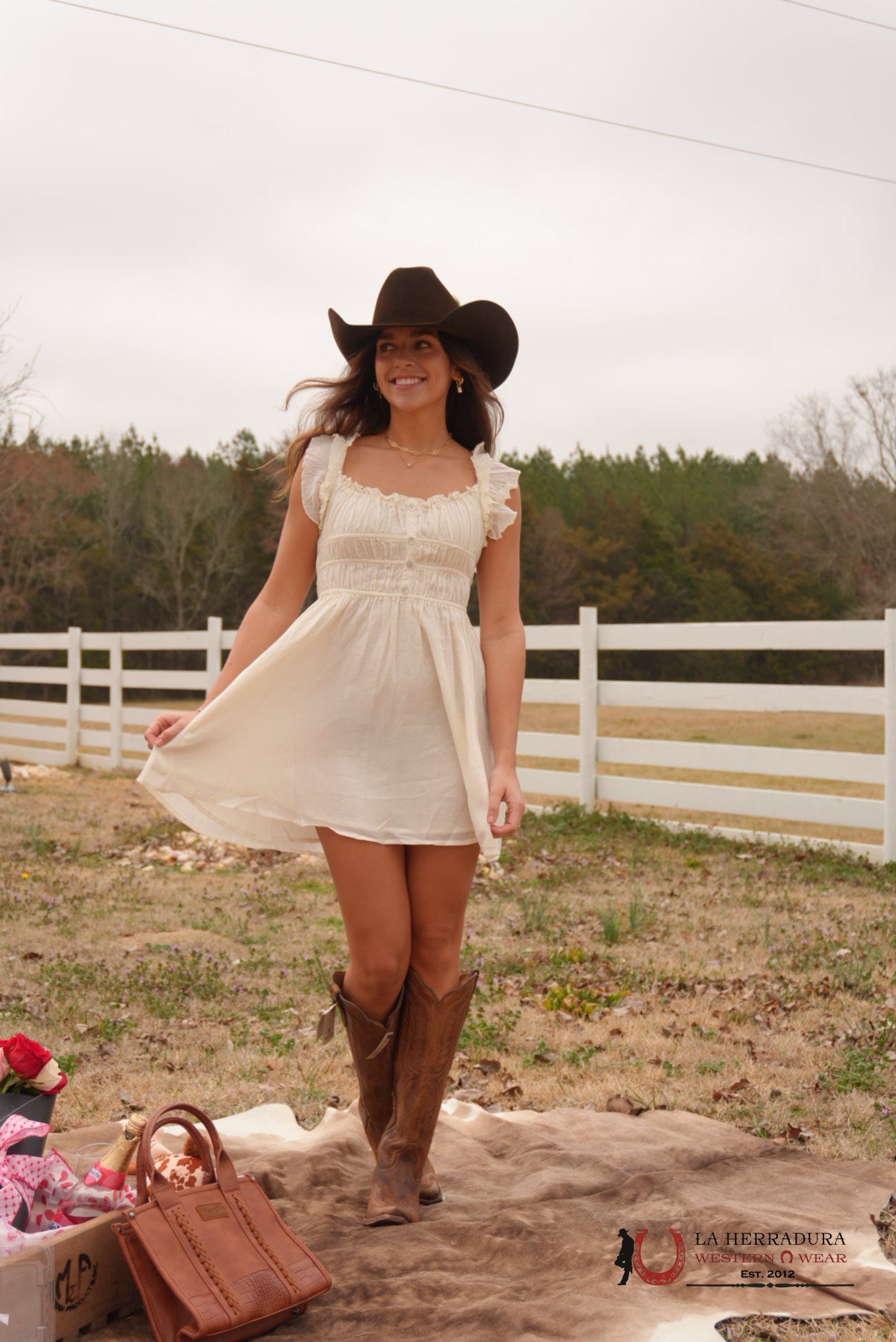 Rock And Roll Natural White Flouncy Gathered Dress ROPA MUJERES