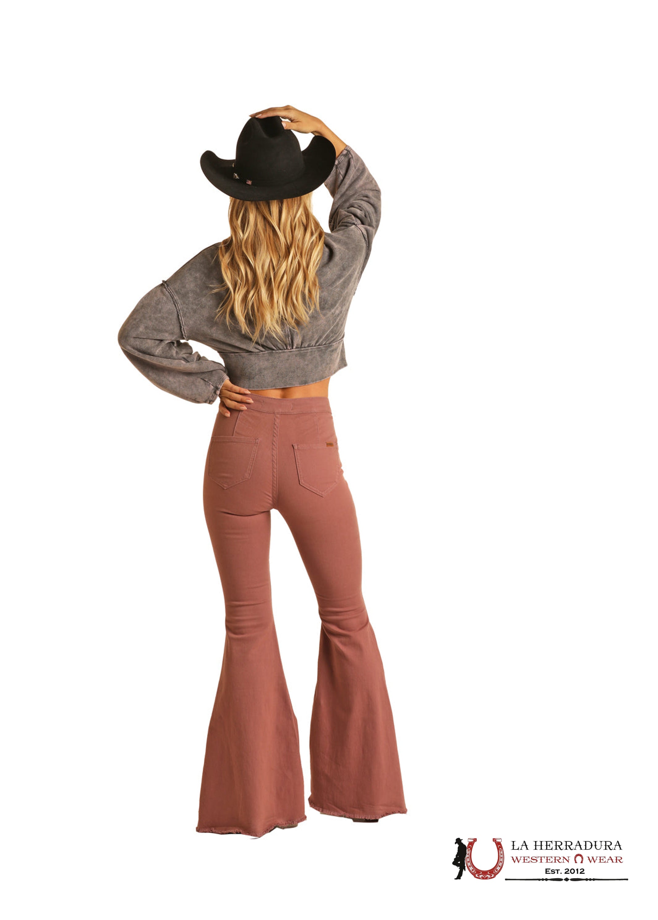 ROCK AND ROLL ROSE/MAUVE ROSE TAUPE BUTTOM BELL RRWD7PRZRD ROCK&ROLL JEANS WOMEN