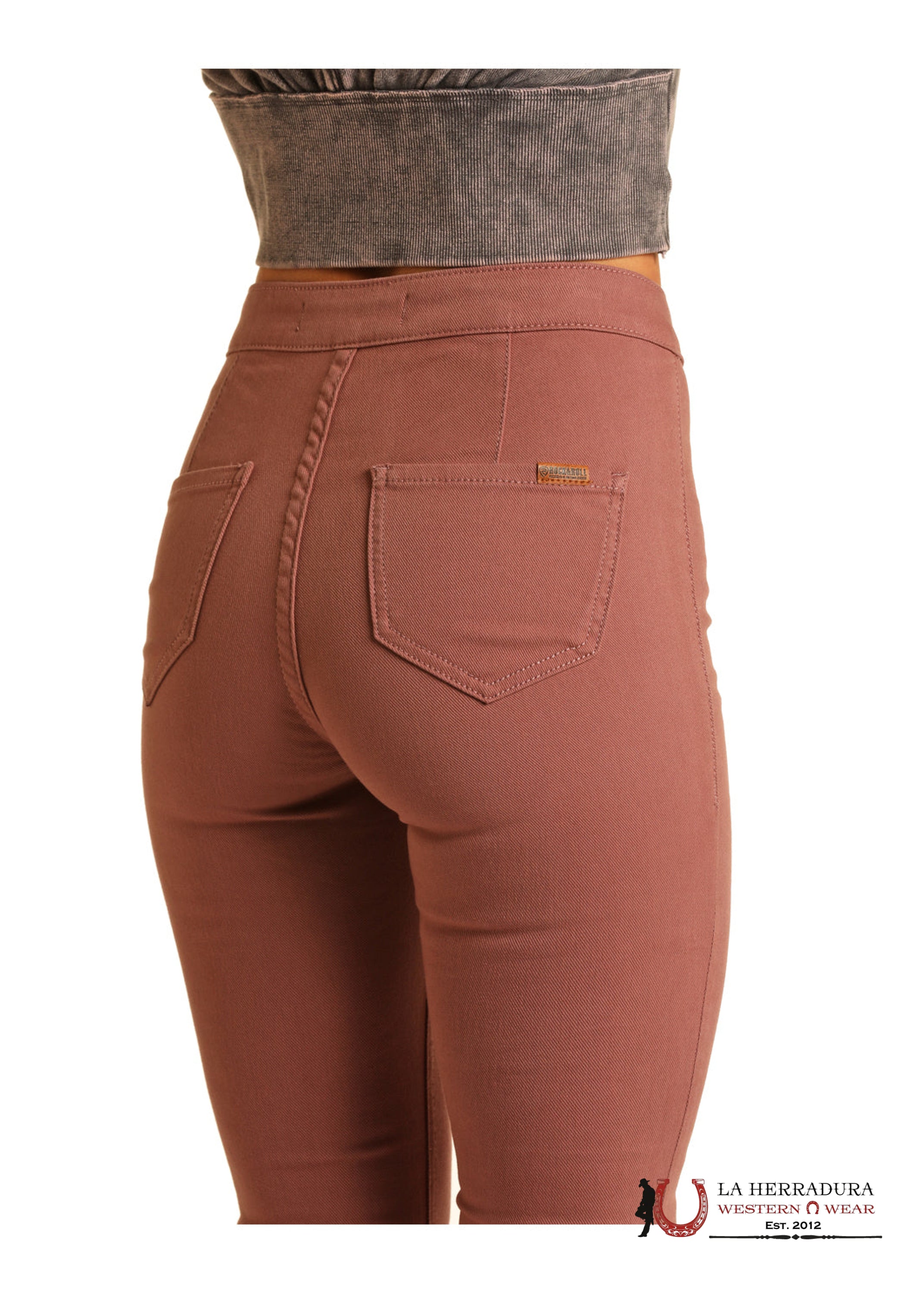 ROCK AND ROLL ROSE/MAUVE ROSE TAUPE BUTTOM BELL RRWD7PRZRD ROCK&ROLL JEANS WOMEN