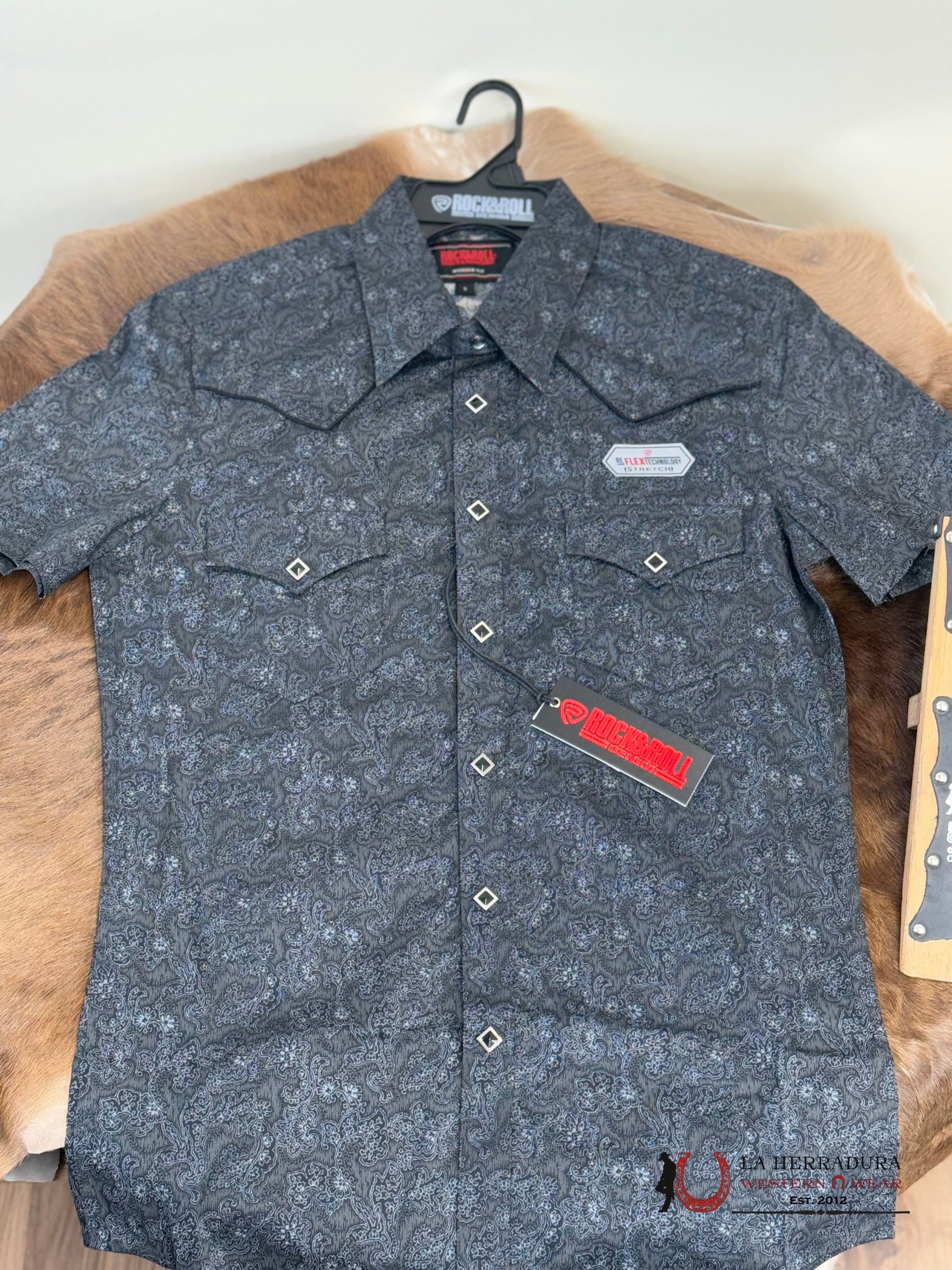 Rock And Roll Rr Paisley Print Short Slee Black - 5839 Ropa Hombres