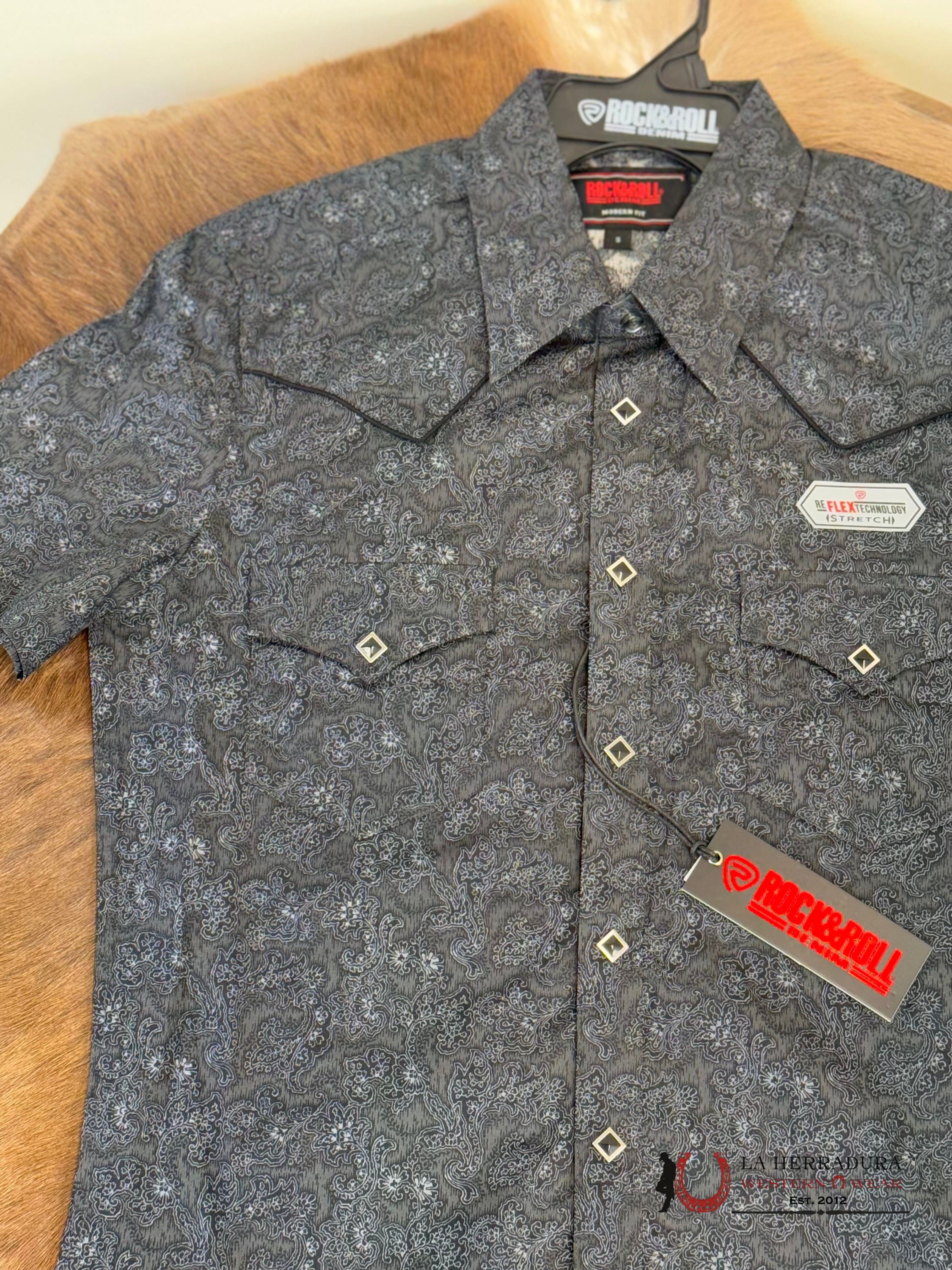 Rock And Roll Rr Paisley Print Short Slee Black - 5839 Ropa Hombres