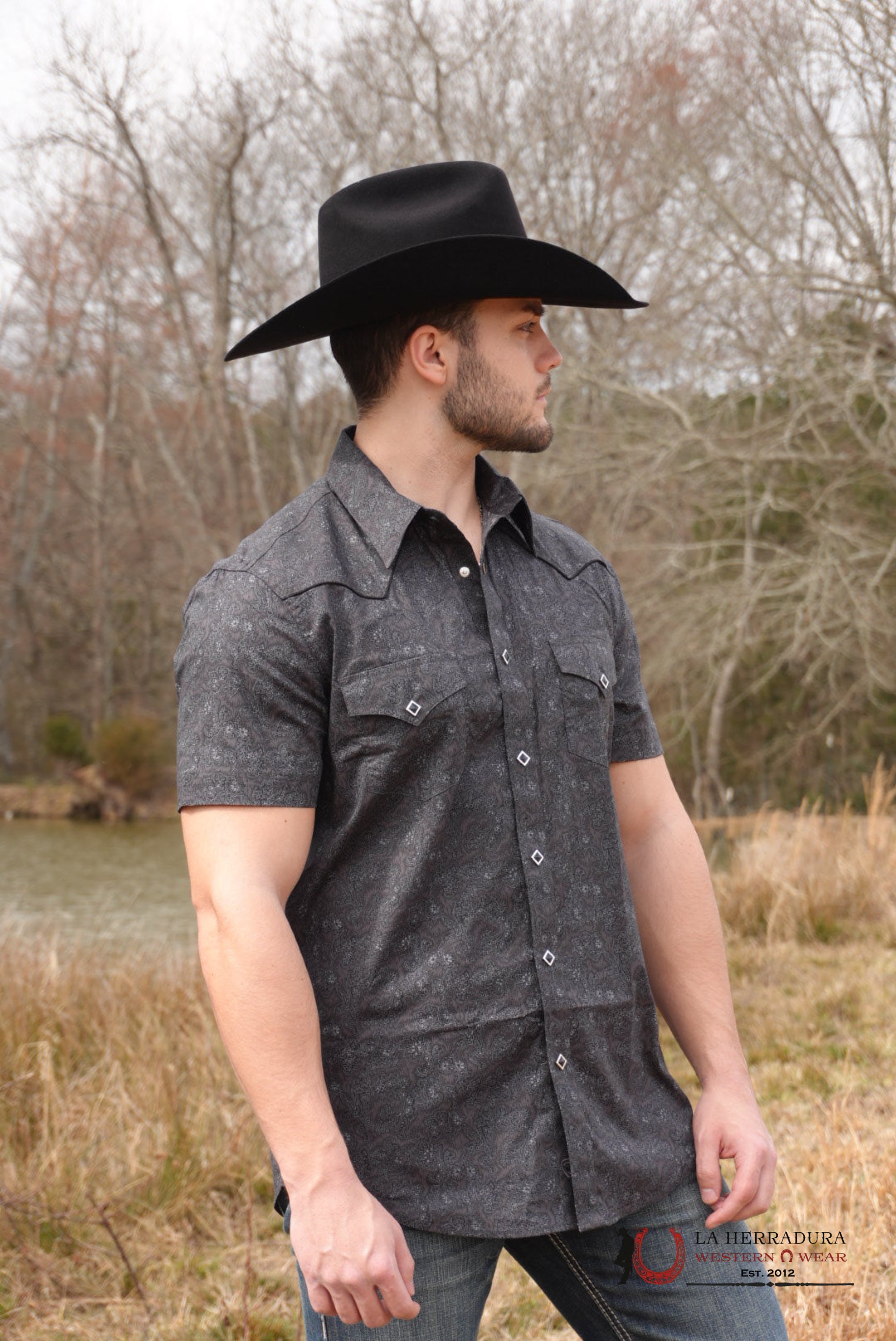 ROCK AND ROLL RR PAISLEY PRINT SHORT SLEE BLACK - 5839 ROPA HOMBRES