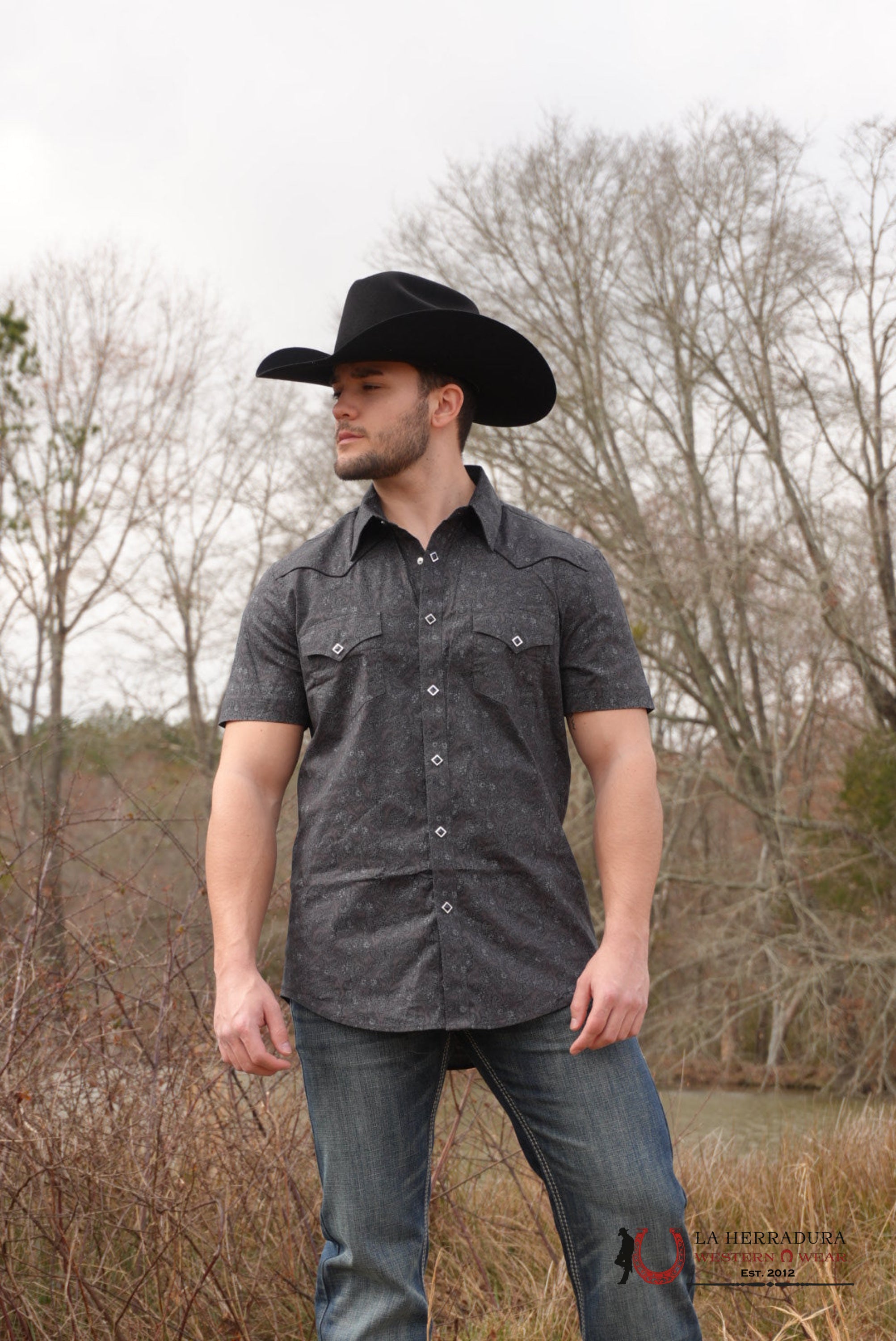 ROCK AND ROLL RR PAISLEY PRINT SHORT SLEE BLACK - 5839 ROPA HOMBRES