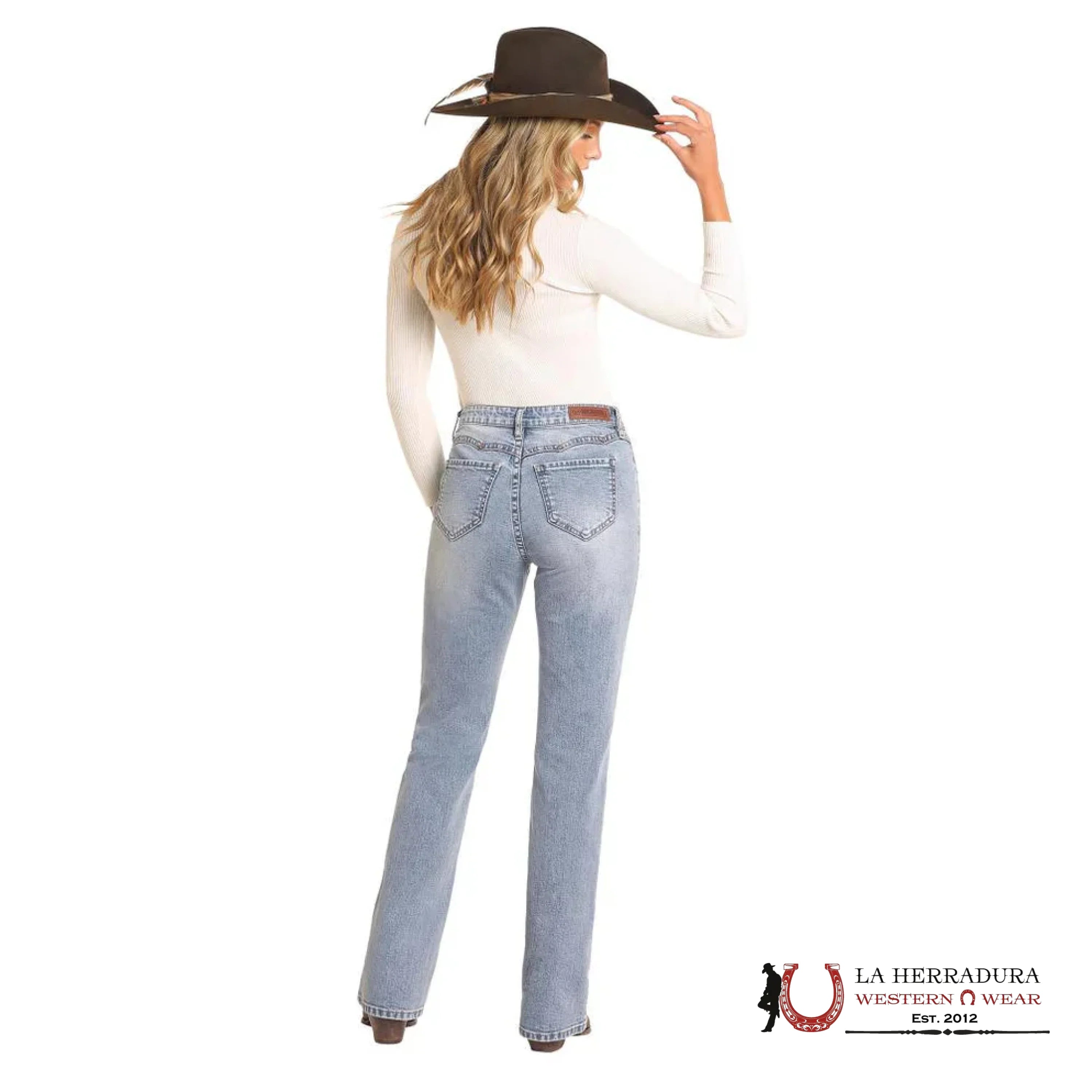 ROCK AND ROLL SCALLOP YOKE HIGH RISE BOOTCUT JEAN LIGHT WASH 4765 ROCK&ROLL JEANS WOMEN