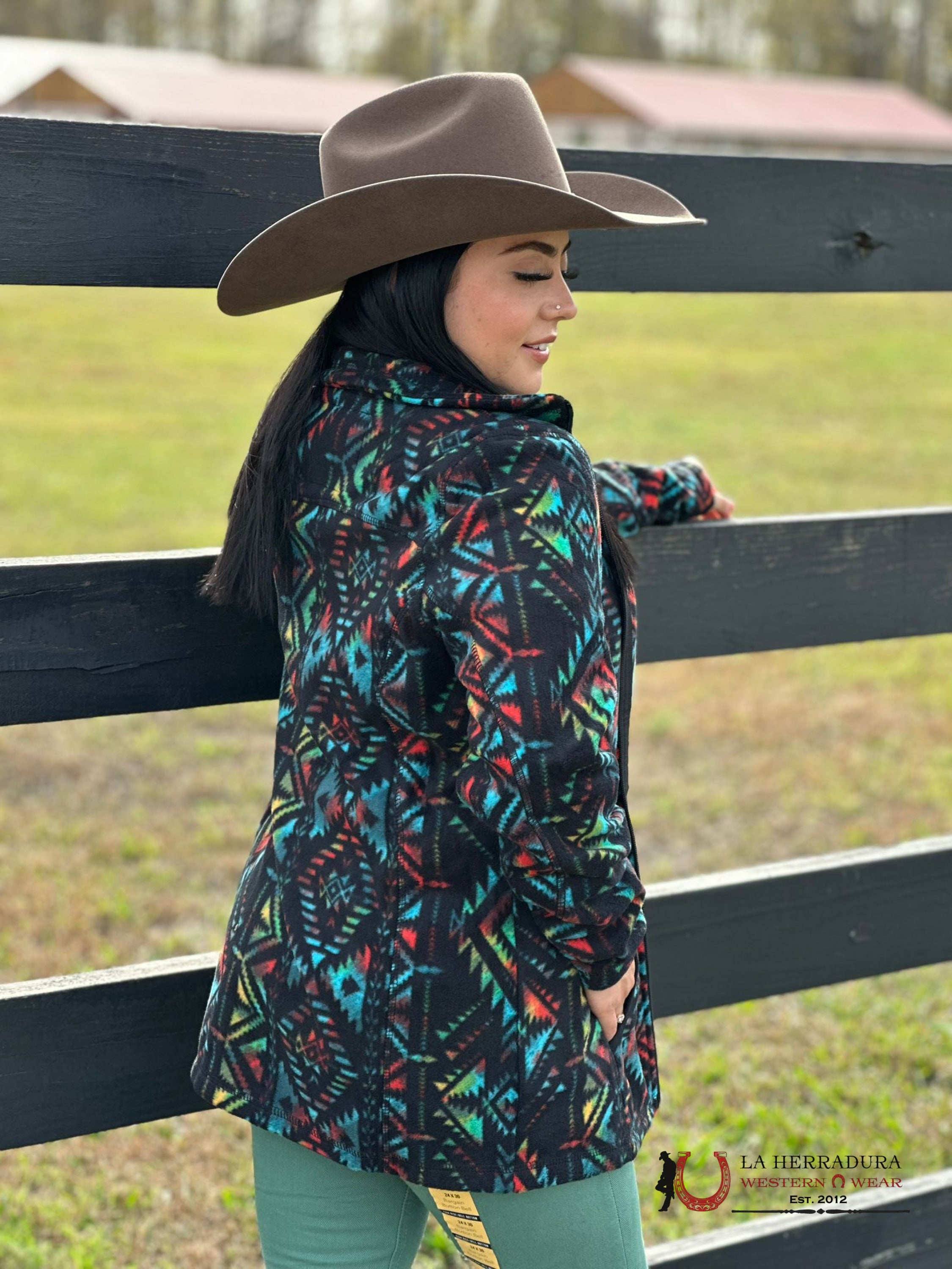 Rock&Roll Womens Black Aztec Fleece Jacket Ropa Mujeres