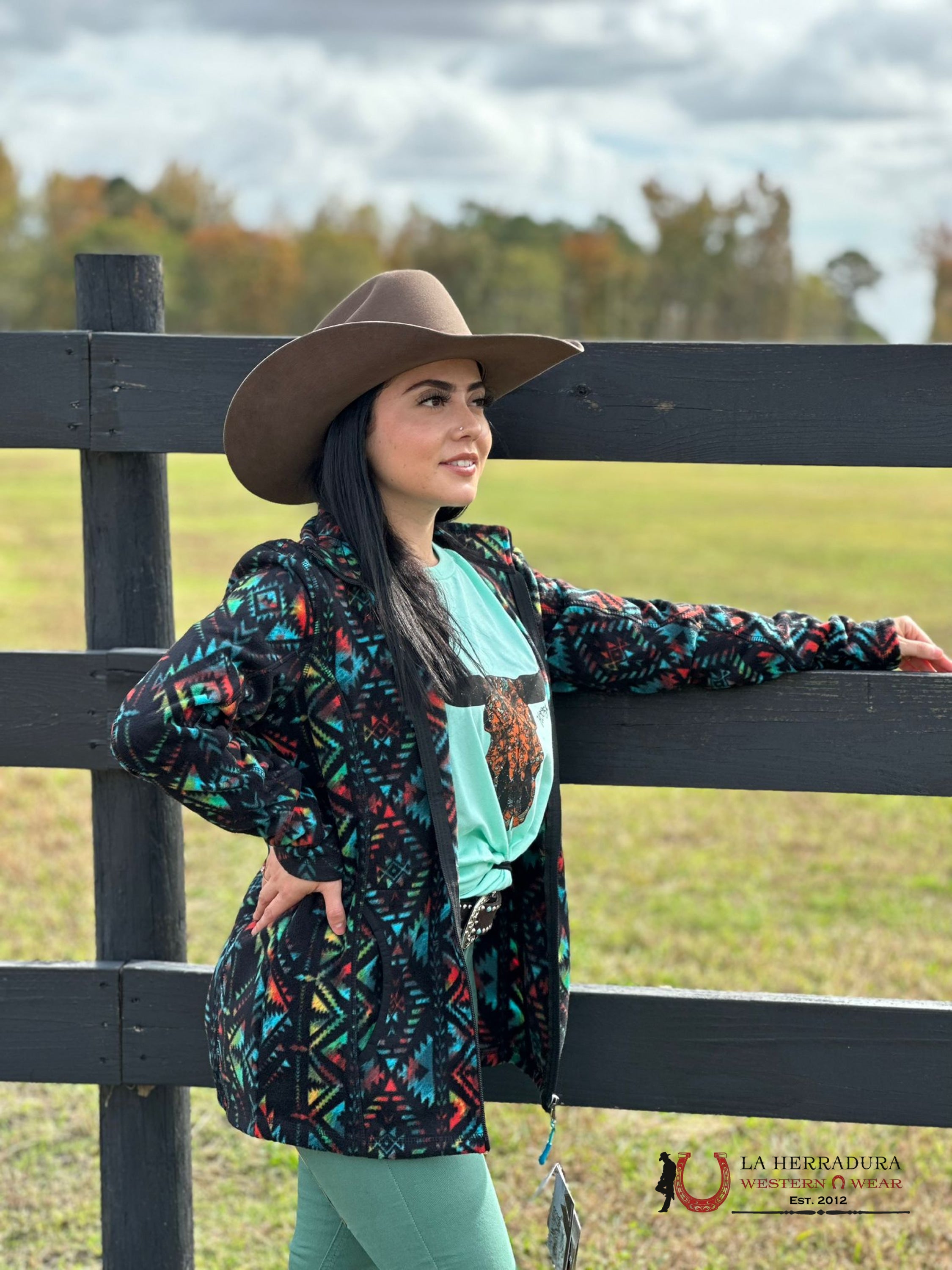 Rock&Roll Womens Black Aztec Fleece Jacket Ropa Mujeres