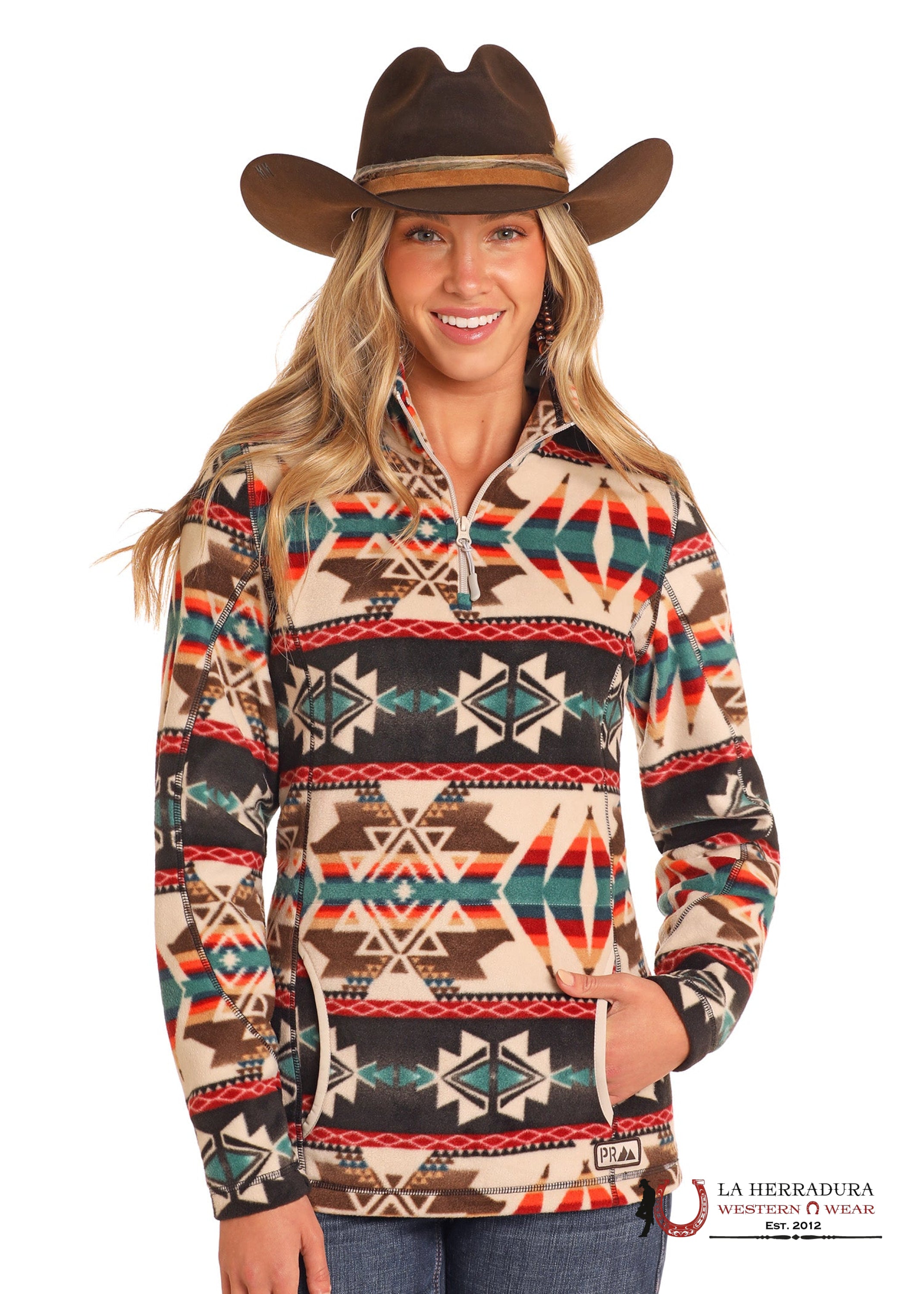 ROCK AND ROLL WOMEN BLACK BROWN ORANGE AZTEC PRINT NATURAL PULLOVER DW91C04078 ROPA MUJERES