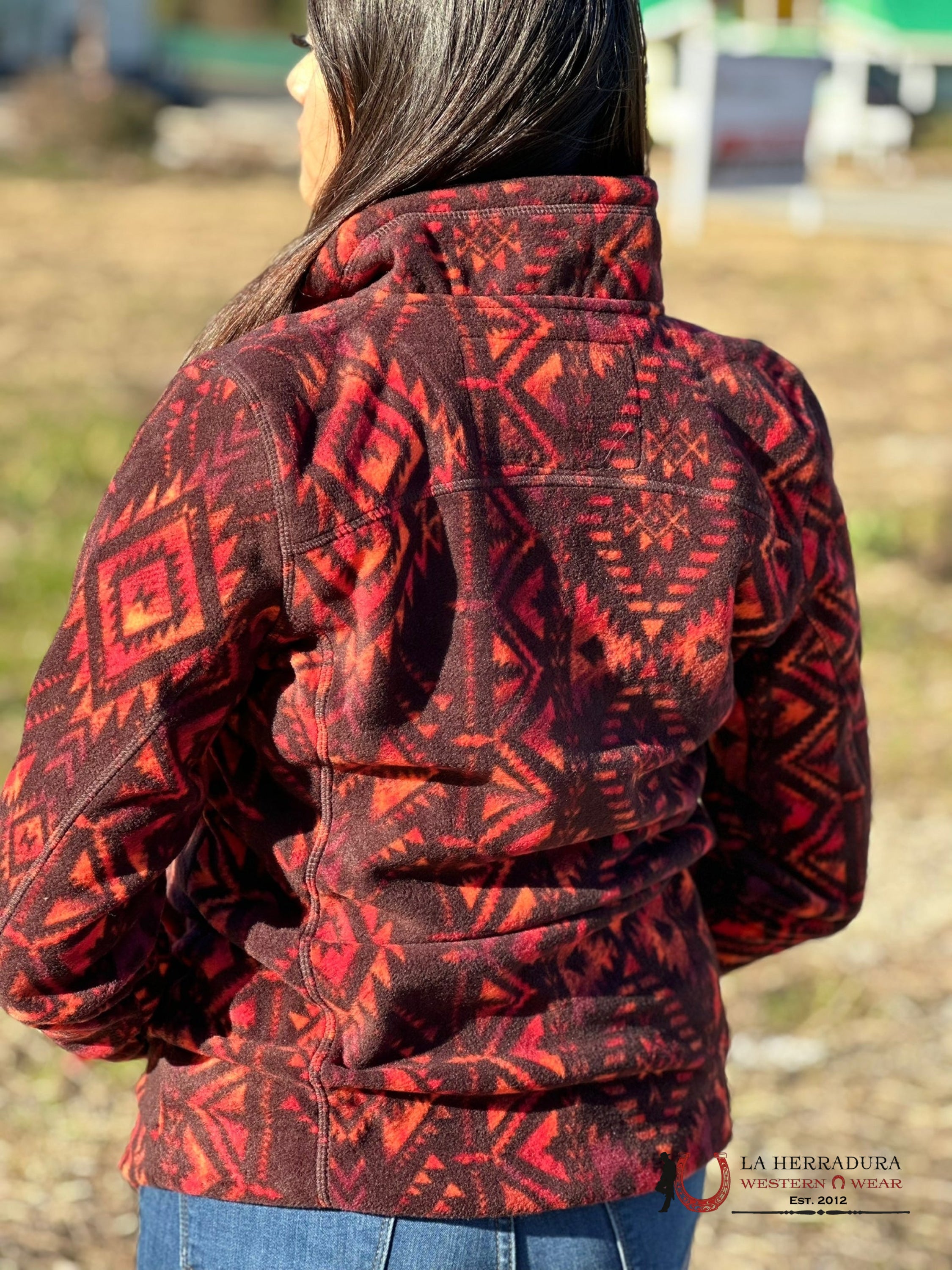 Rock&Roll Womens Panhandle Maroon Aztec Print Full Zip Ropa Mujeres