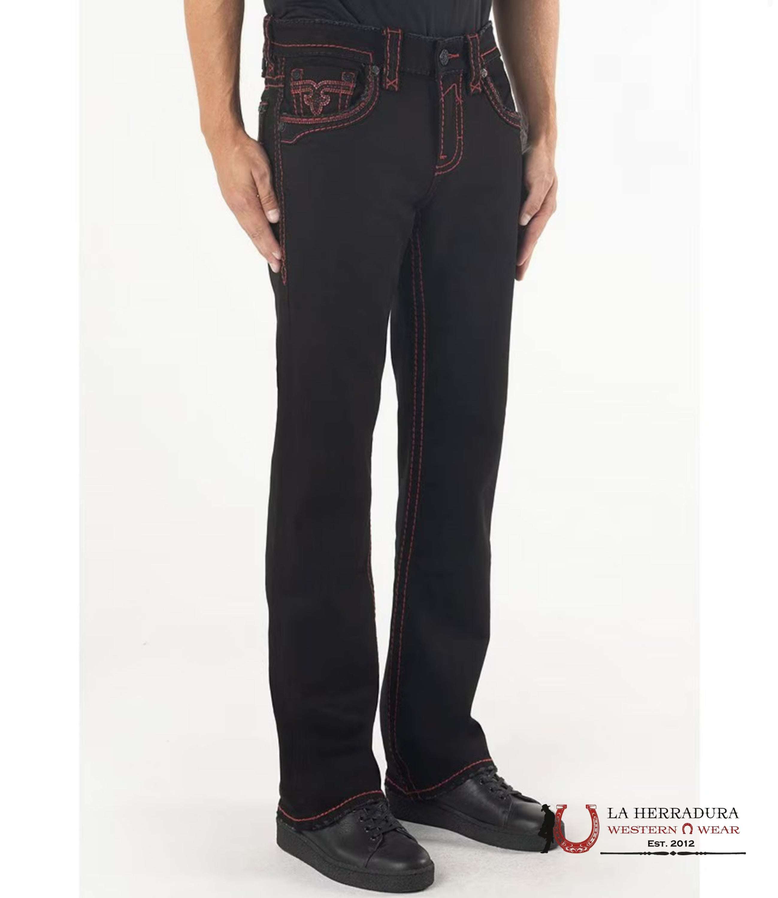 ROCK REVIVAL MENS ARTHER BOOT CUT RED DETAILS JEAN ROPA HOMBRES