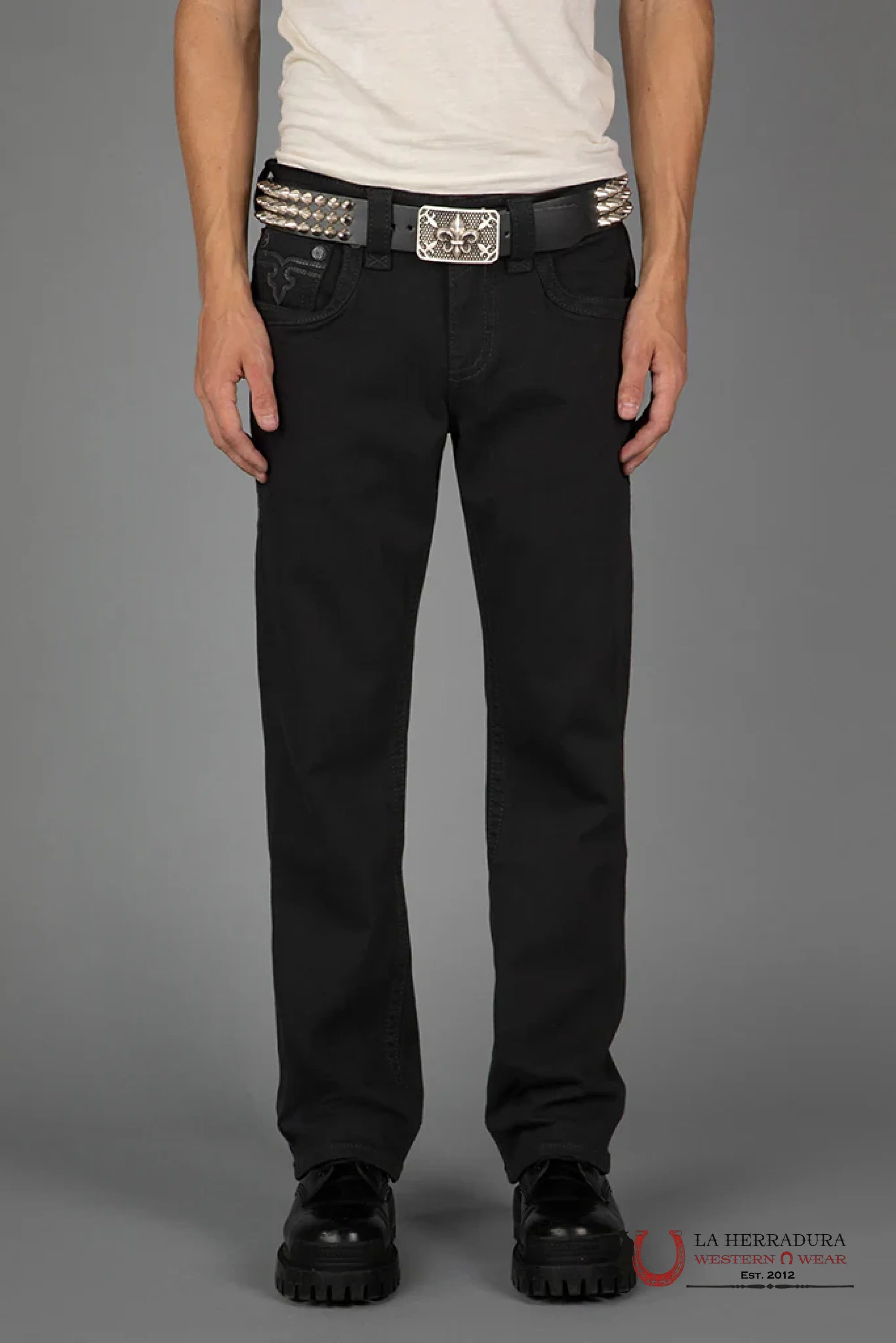 ROCK REVIVAL MENS JEANS BLACK ARTHER BOOT CUT ROPA HOMBRES
