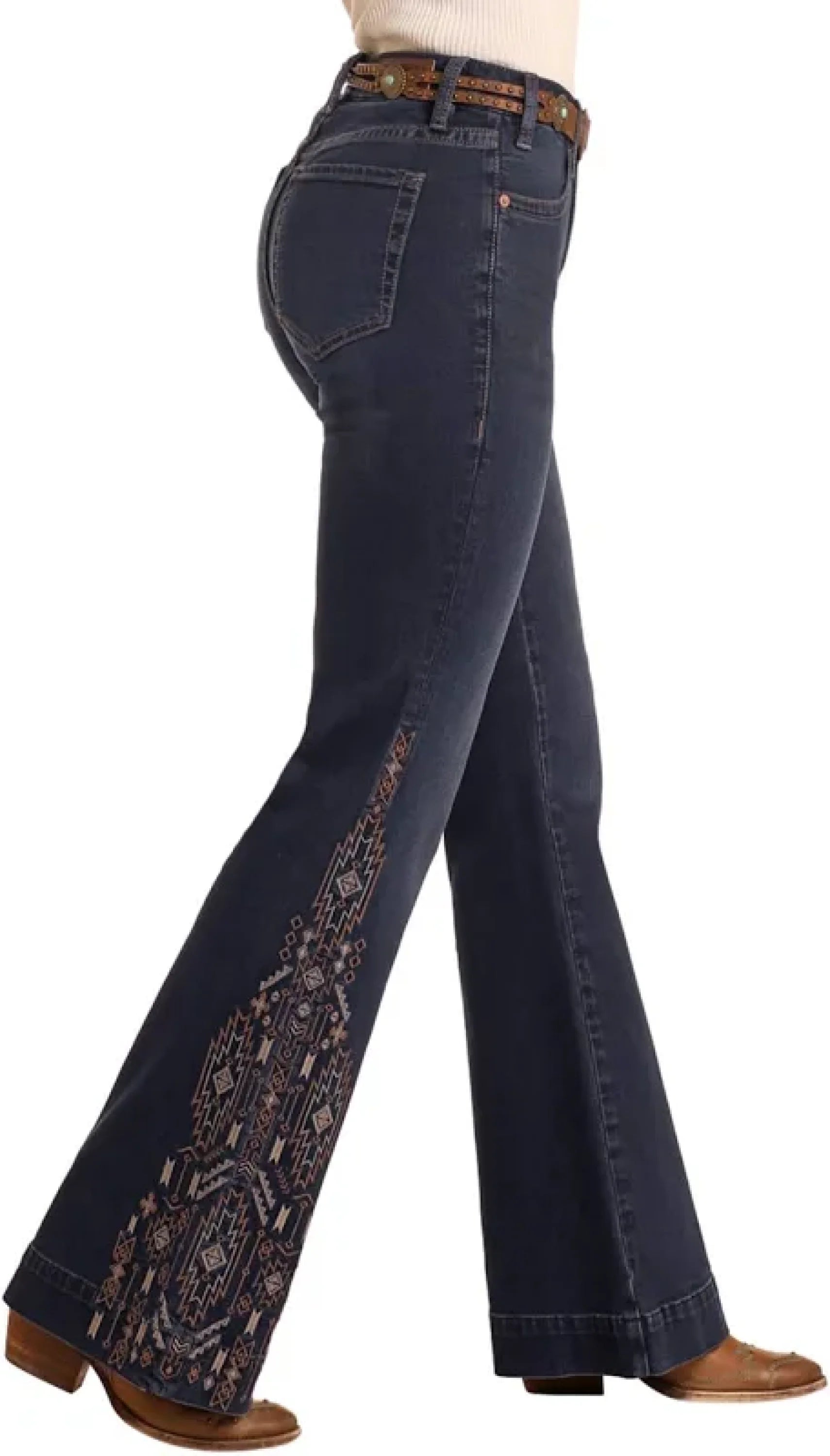 Rock&Roll Aztec Mid Rise Trouser Jeans Women