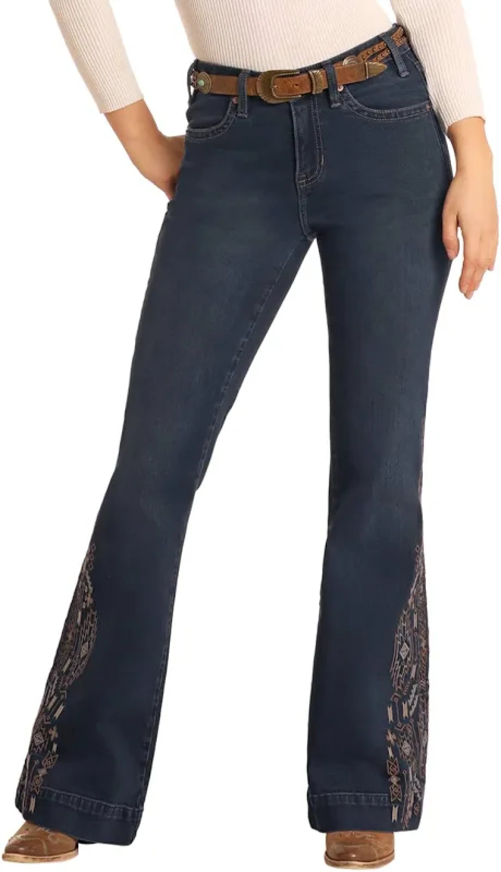 Rock&Roll Aztec Mid Rise Trouser Jeans Women