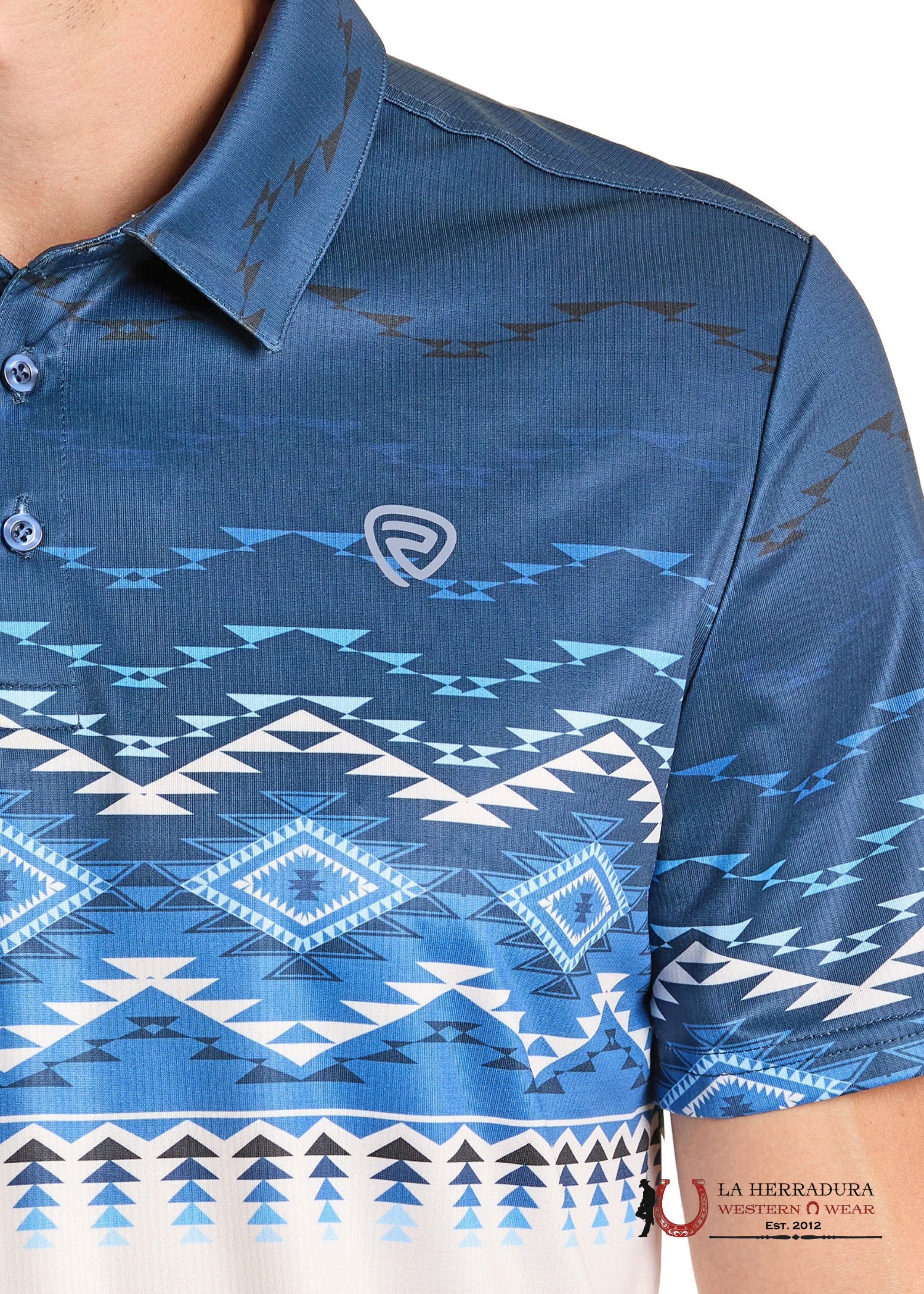 ROCK&ROLL AZTEC POLO SHIRT NAVY & WHITE BM51T07284 ROPA HOMBRES