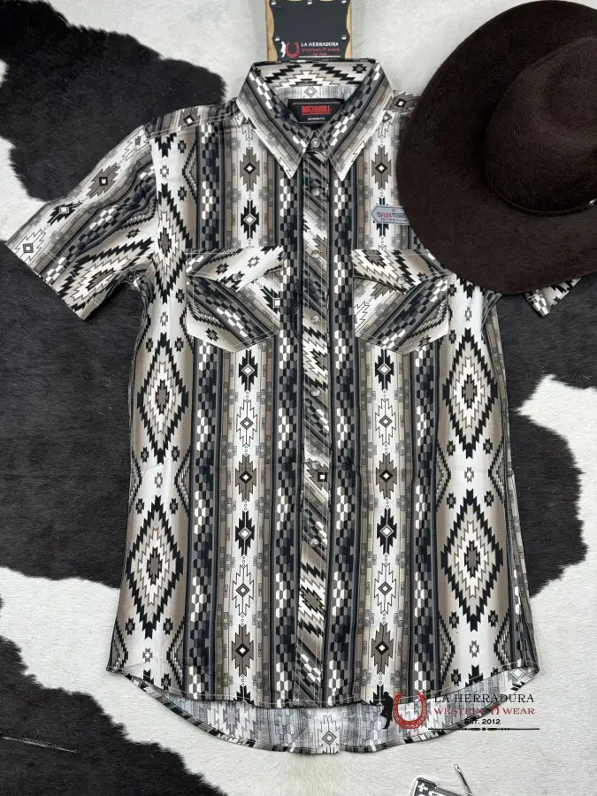 Rock&Roll Aztec Shirt Borwn Short Sleeve Ropa Hombres