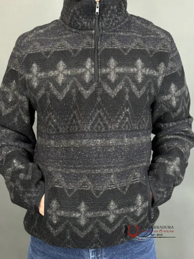 Rock & Roll Black Aztec Printed Berber Pullover Ropa Hombres