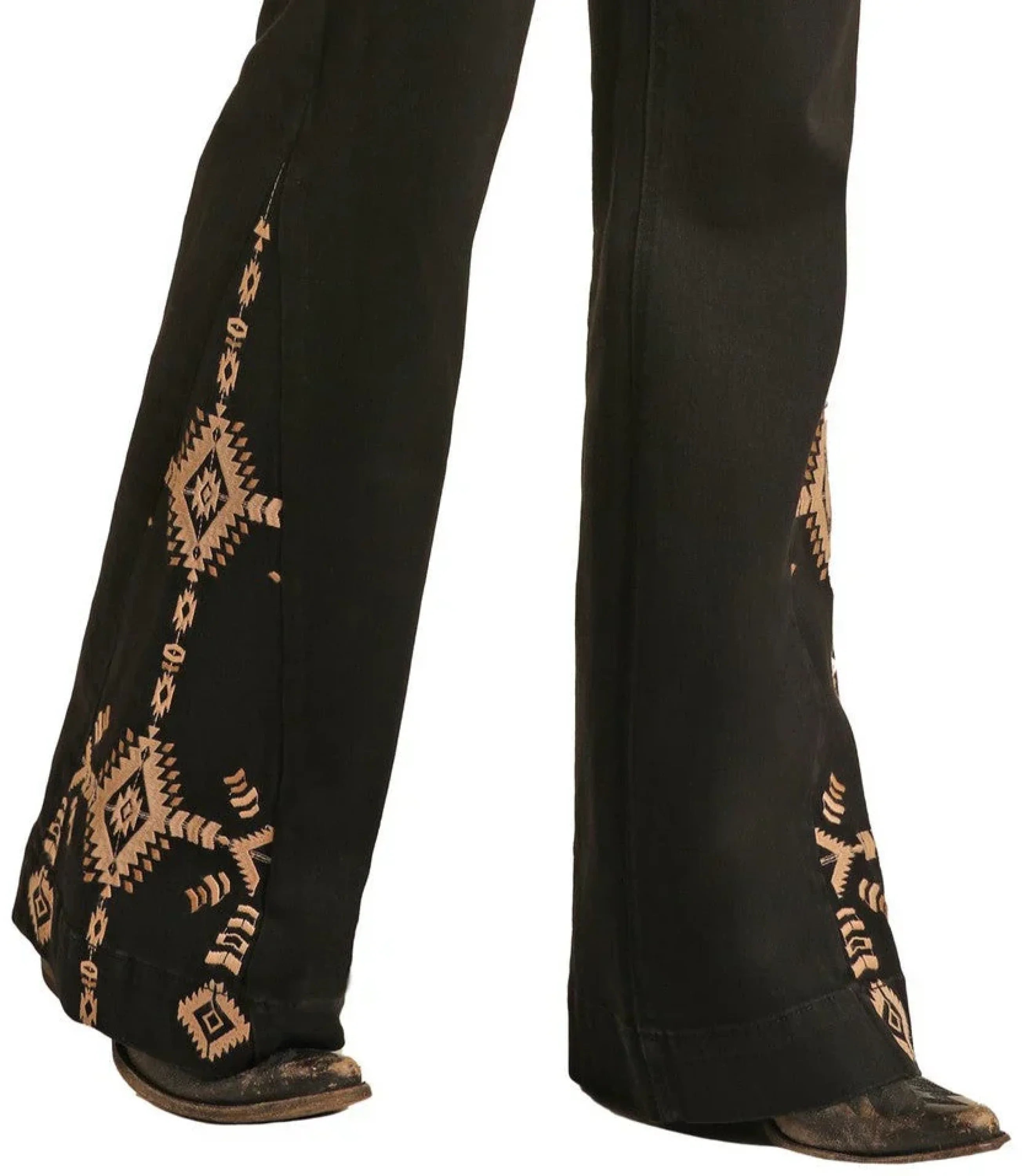 Rock&Roll Black Aztec Mid Rise Jeans Women