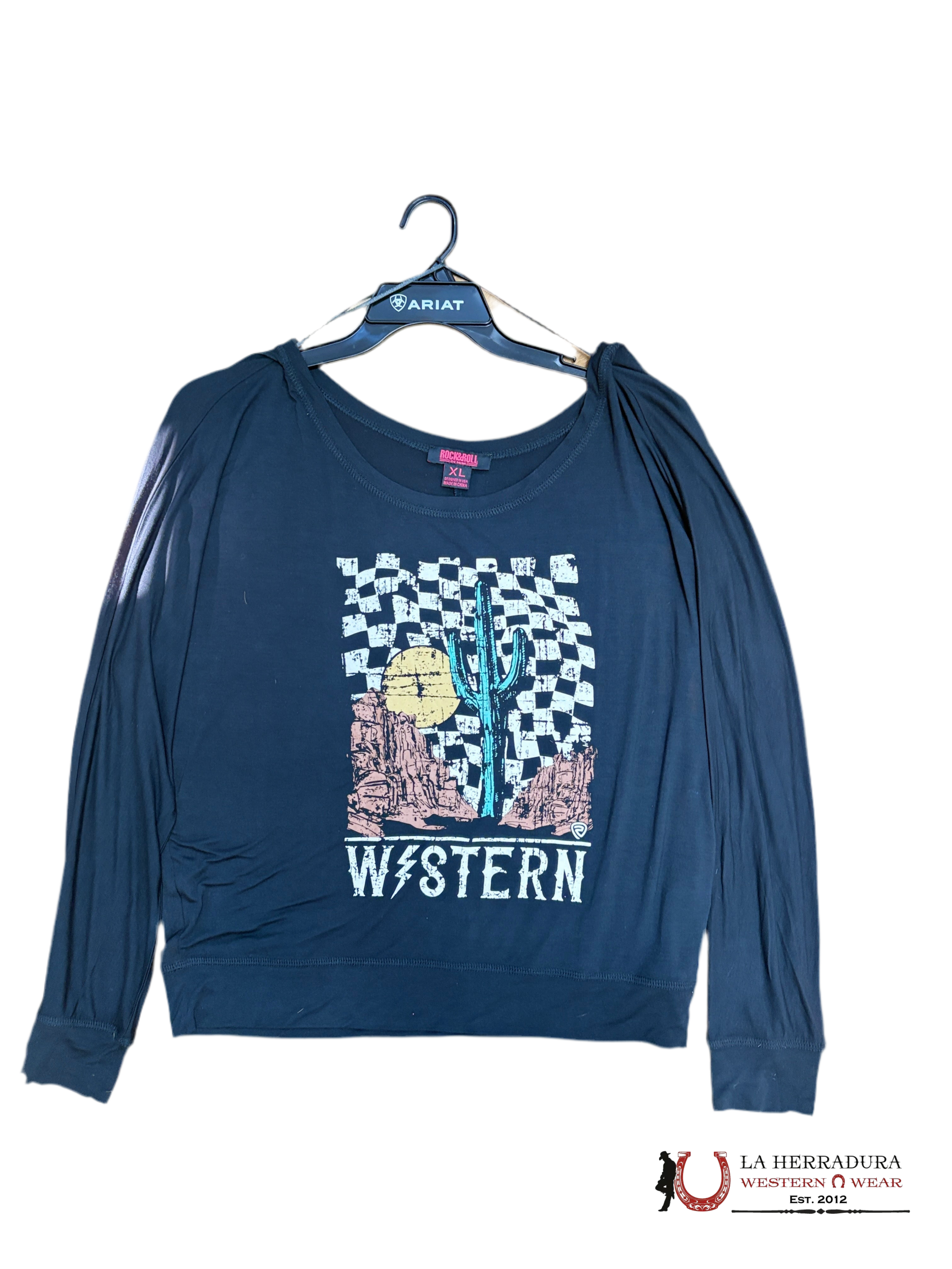 Rock&Roll Black Graphic Pullover BW91T02060 ROPA MUJERES