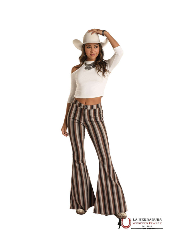 ROCK&ROLL BLACK JUNIOR BUTTON BELL JEANS WOMENS WPB3507