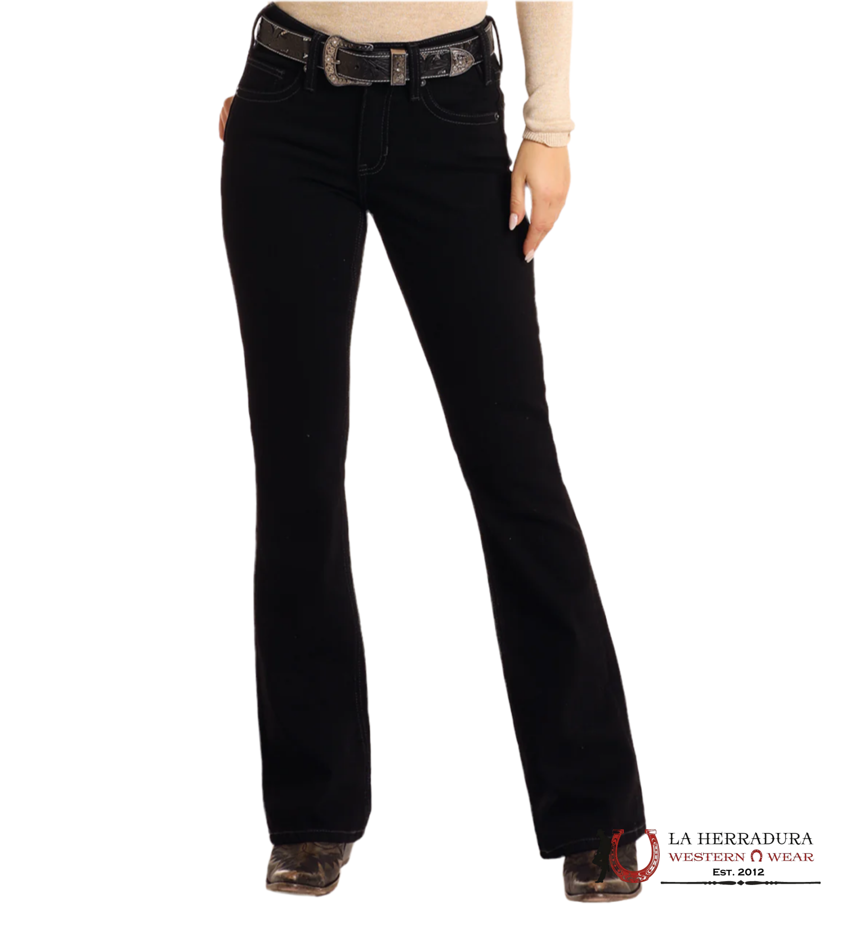 Rock&Roll Black Mid Rise Bootcut Rock&Roll Jeans Women