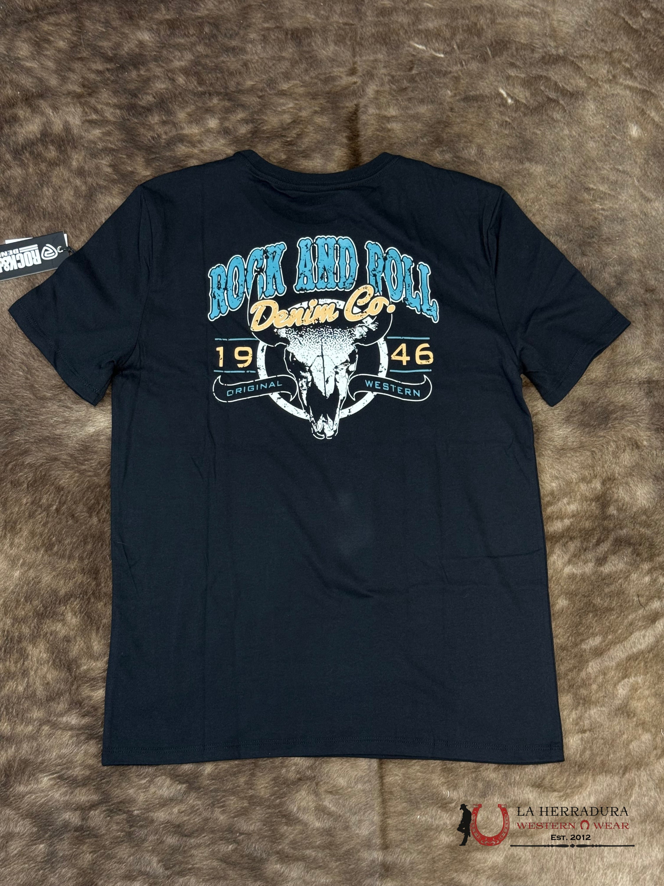 Rock&Roll Black Skull Graphic T-shirt Men - 6778 ROPA HOMBRES