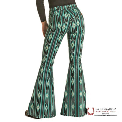 ROCK&ROLL BLACK TEAL SERAPE BELL BOTTOM BW7PD02232