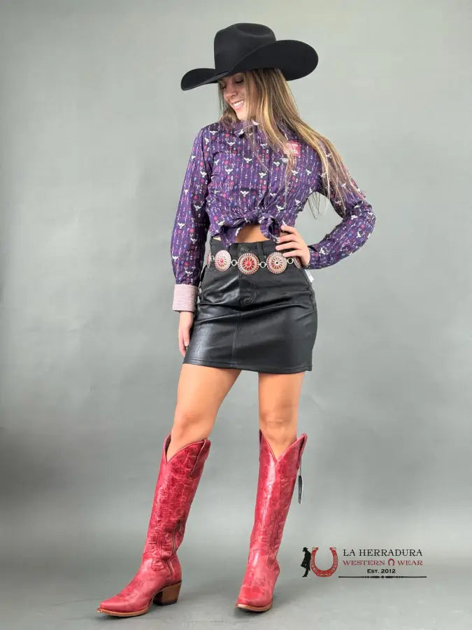 Rock&Roll Black Western Style Yoke Skirt Ropa Mujeres