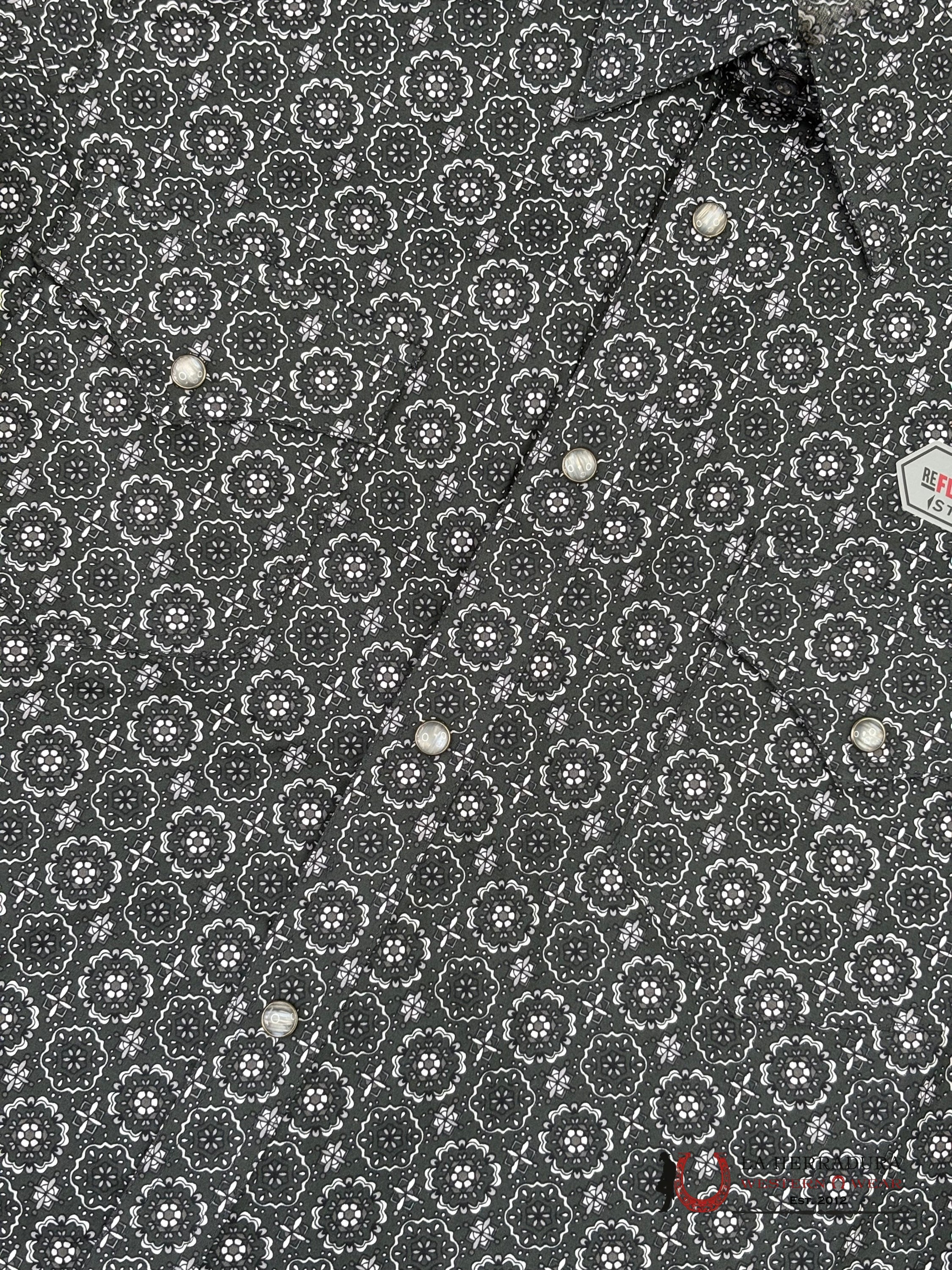 ROCK&ROLL Black With Floral Print Short Sleeve Shirt - 6471 ROPA HOMBRES