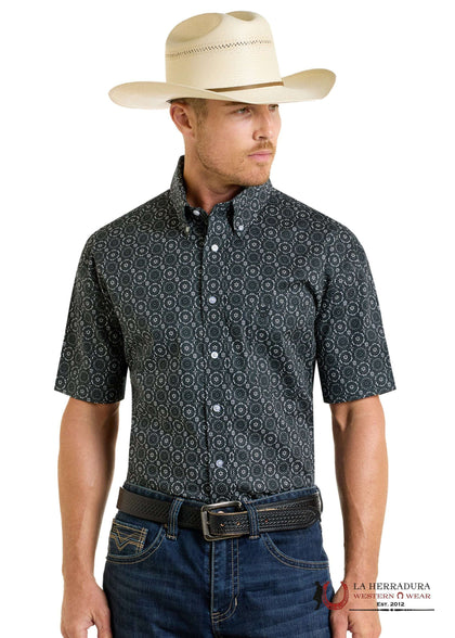 CAMISA MANGA CORTA ROCK&ROLL NEGRA CON ESTAMPADO FLORAL - BMN3S06471