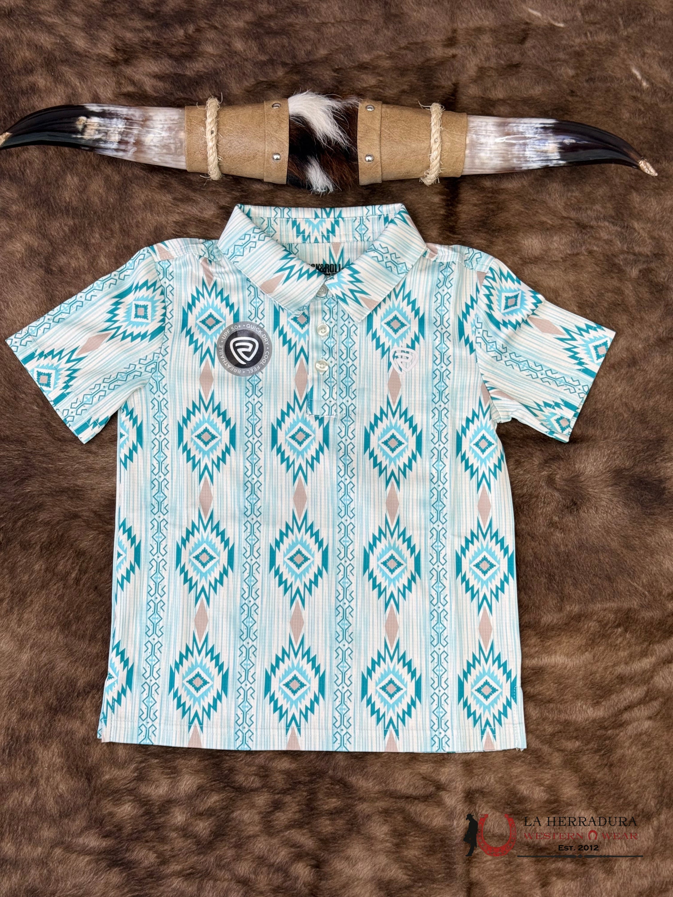 Rock&Roll Boys Caribbean Aztec Print Short Sleeve Shirt - 6622 NIÑOS