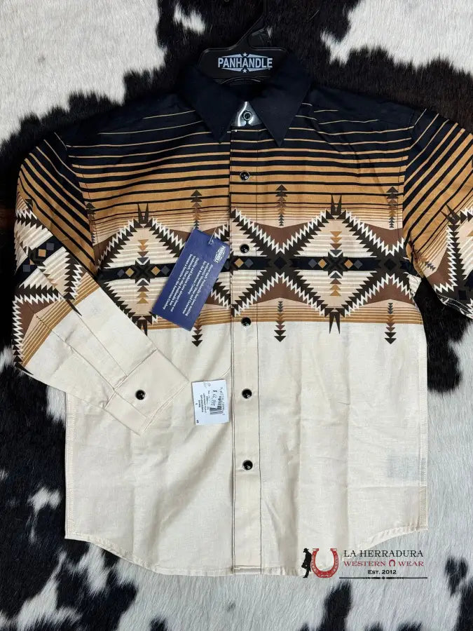 Rock&Roll Boys Natural Aztec Border Long Sleeve Niños