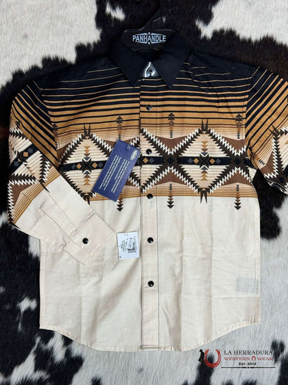 PANHANDLE BOYS NATURAL AZTEC BORDER LONG SLEEVE CHILD PHBSOSR14G
