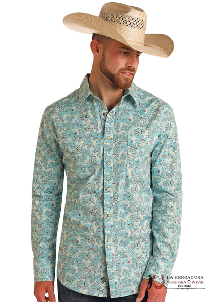 MANGA TURQUESA CLARO ESTAMPADO CACHEMIRA CON ESTAMPADO FLORAL ROCK&ROLL - BMN2S05850