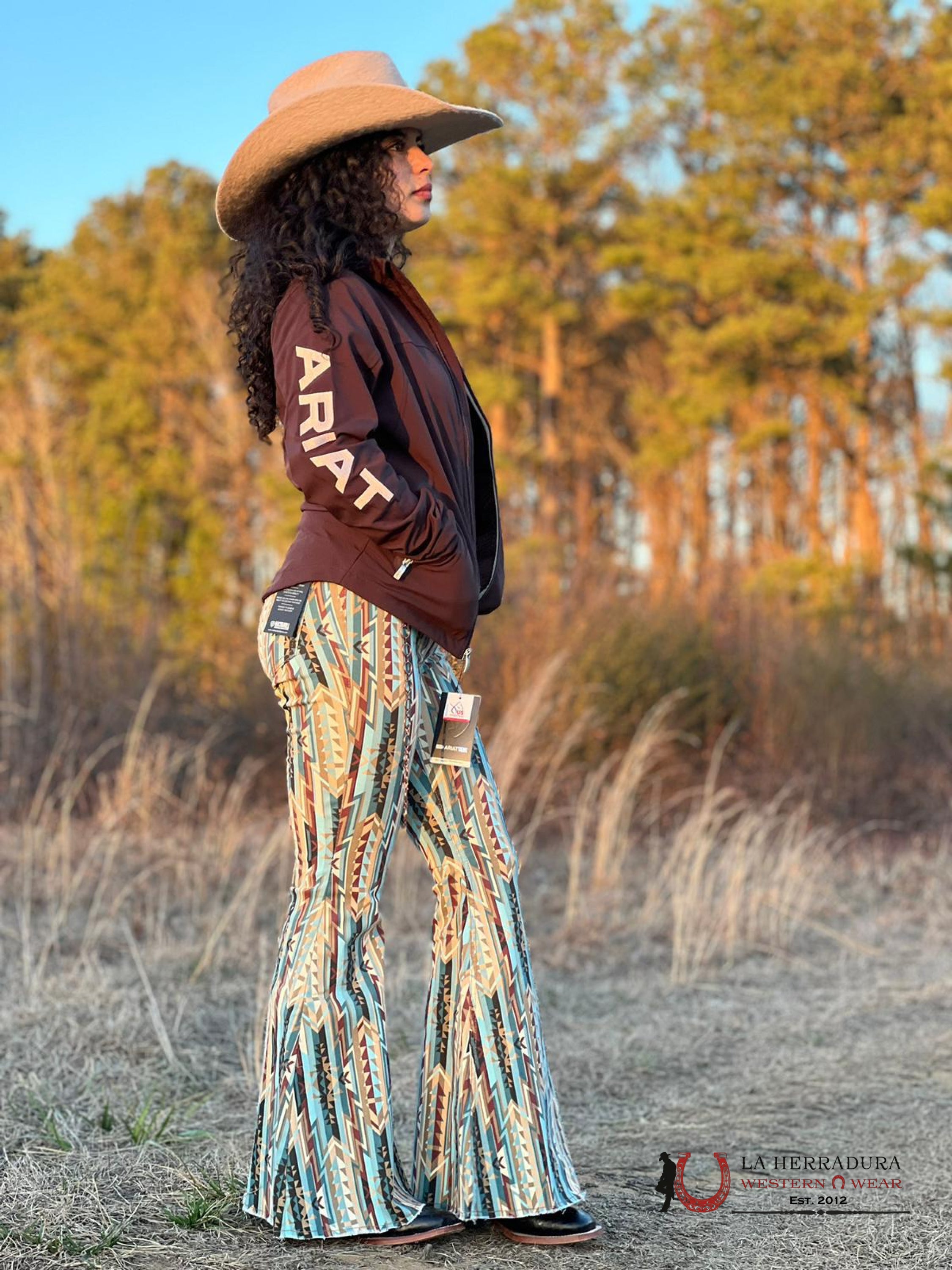 Rock&Roll Blue/Yellow Aztec Flare Jeans - 3043 Jeans Women