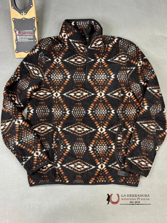 Rock & Roll Brown Aztec Printed Berber Jacket 1/4 Zip Ropa Hombres