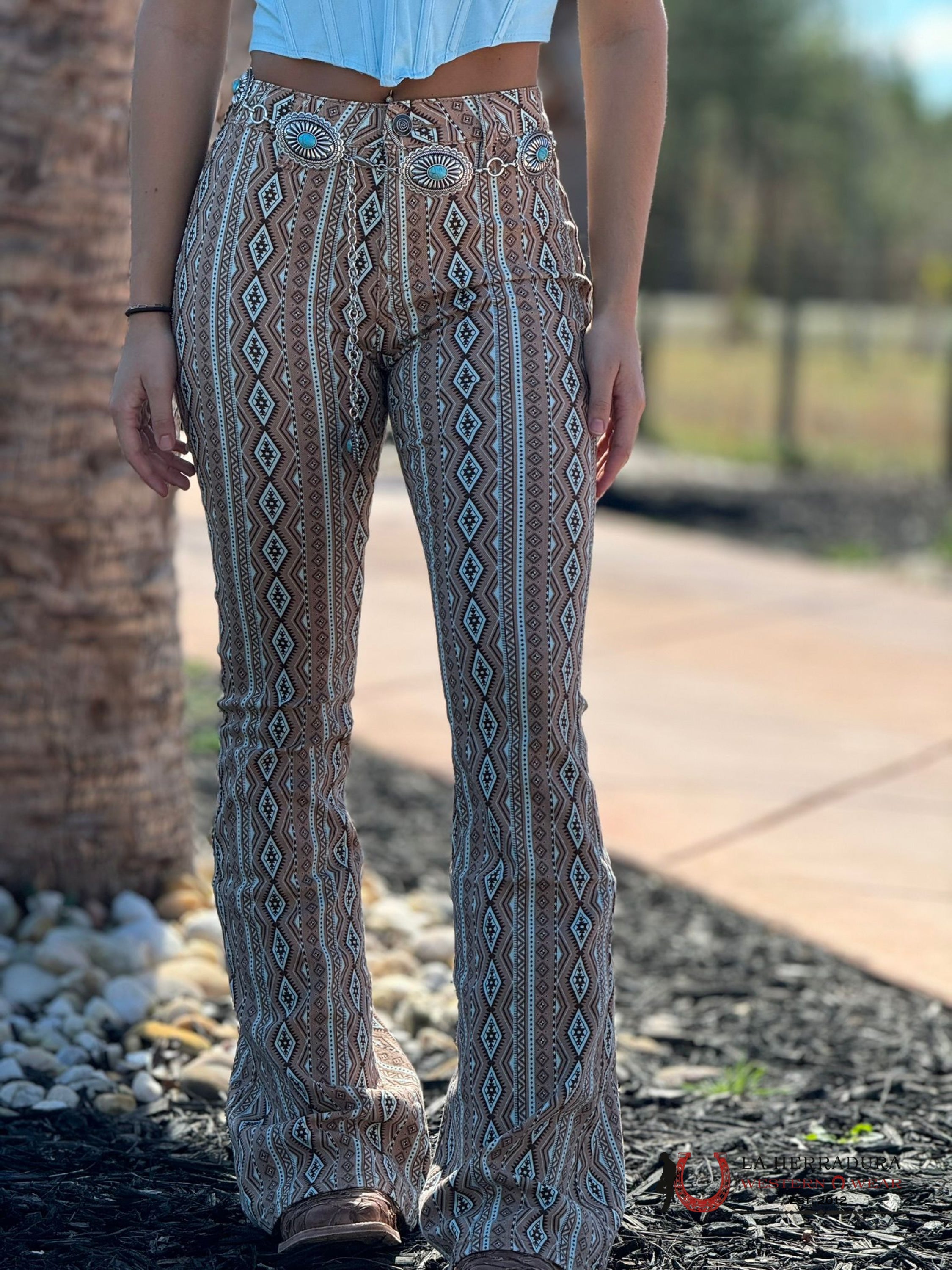 Rock&Roll Brown Mint Aztec Flare - 7363 Jeans Women