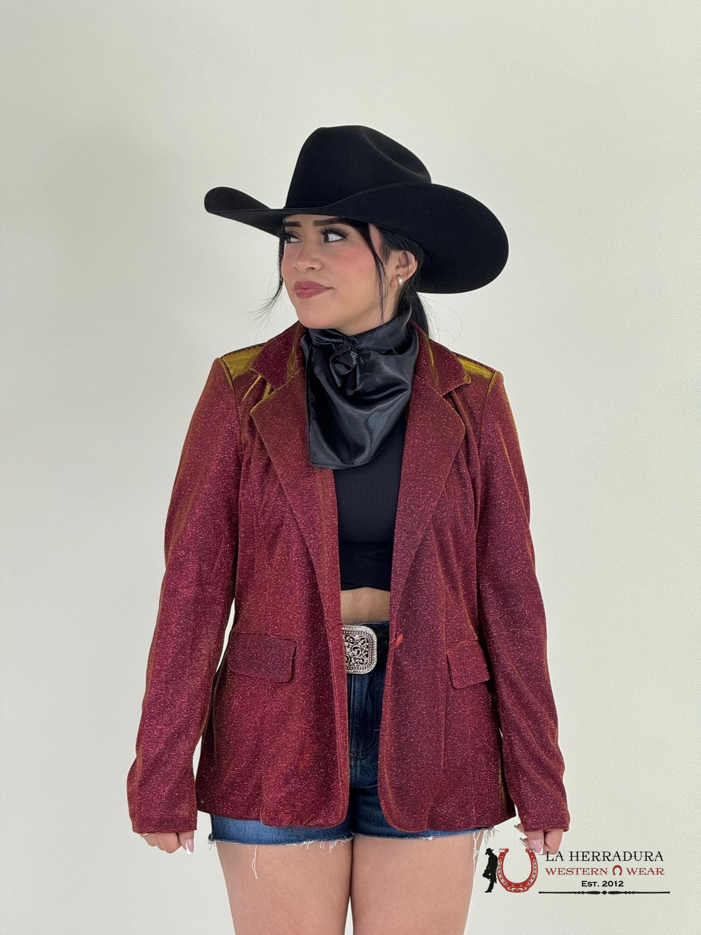 Rock&Roll Burgundy Iridescent Blazer Ropa Mujeres