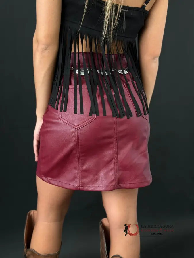 Rock&Roll Burgundy Pleather Skirt Ropa Mujeres