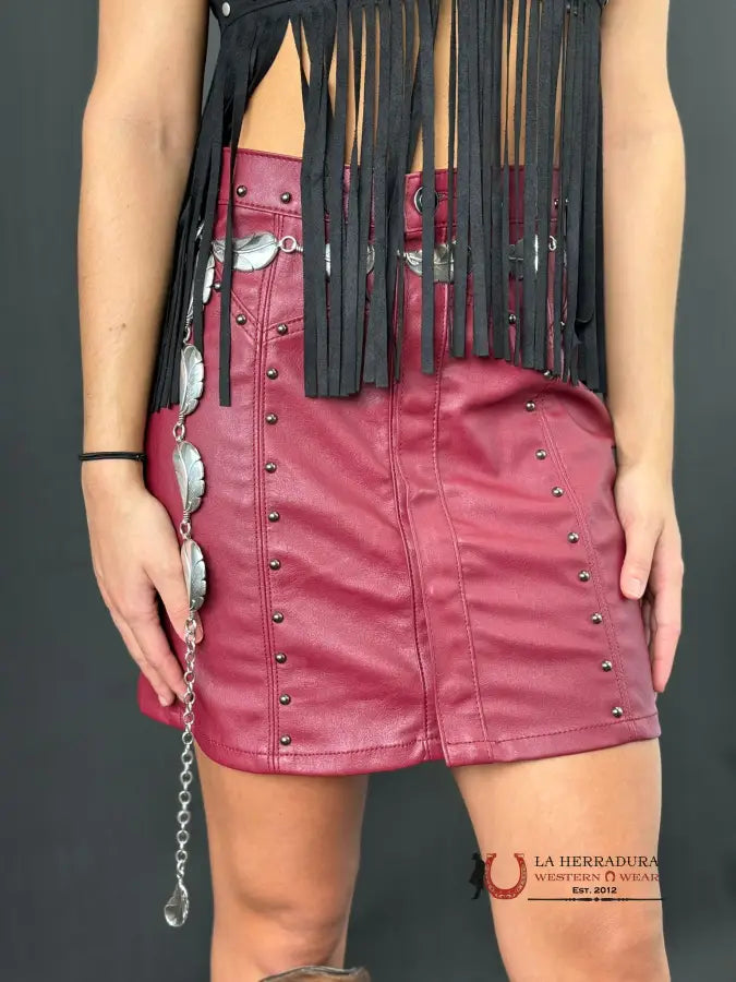 Rock&Roll Burgundy Pleather Skirt Ropa Mujeres