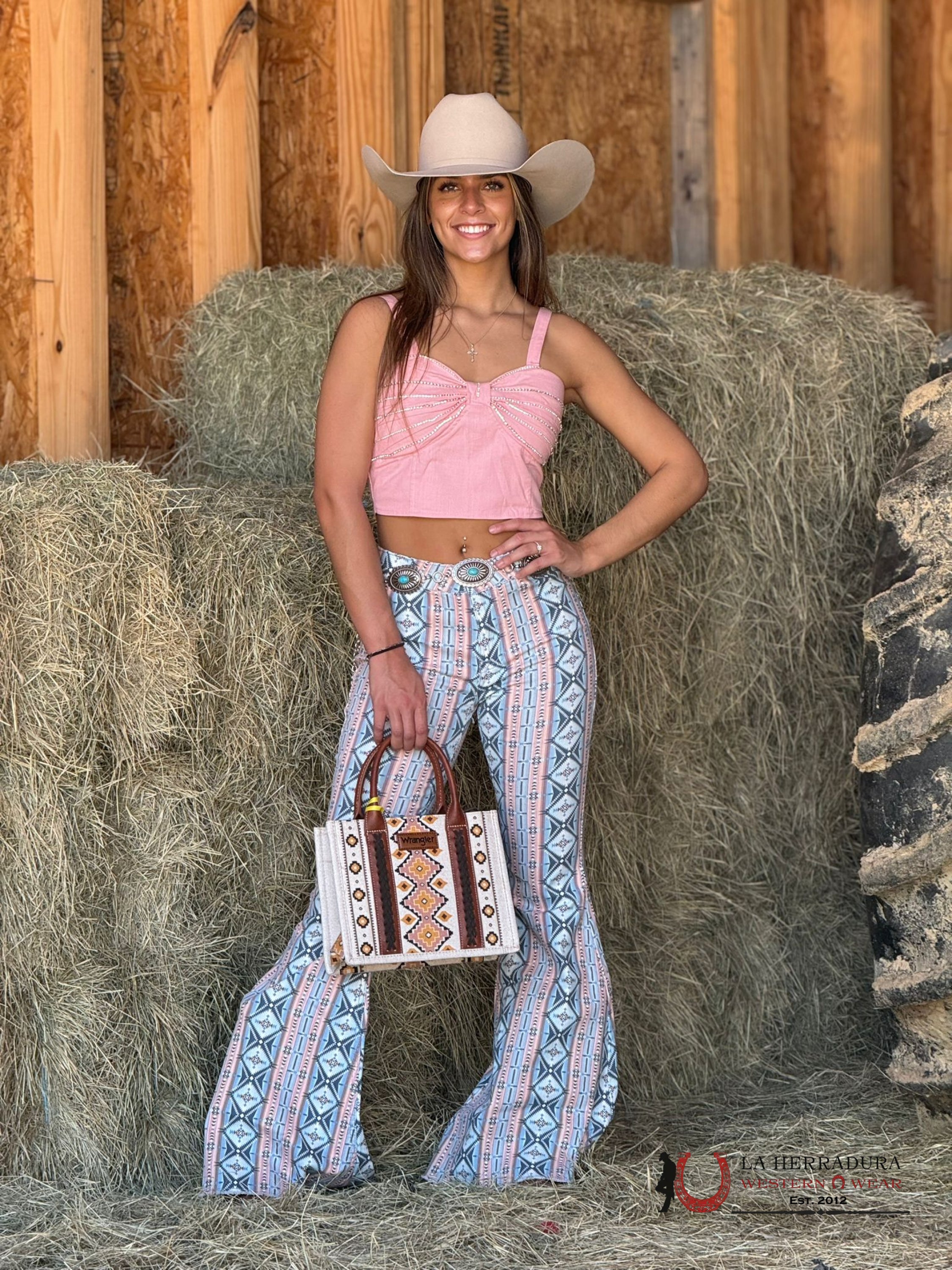 Rock&Roll Cerulean Americana Aztec Bell Bottom Jeans Women